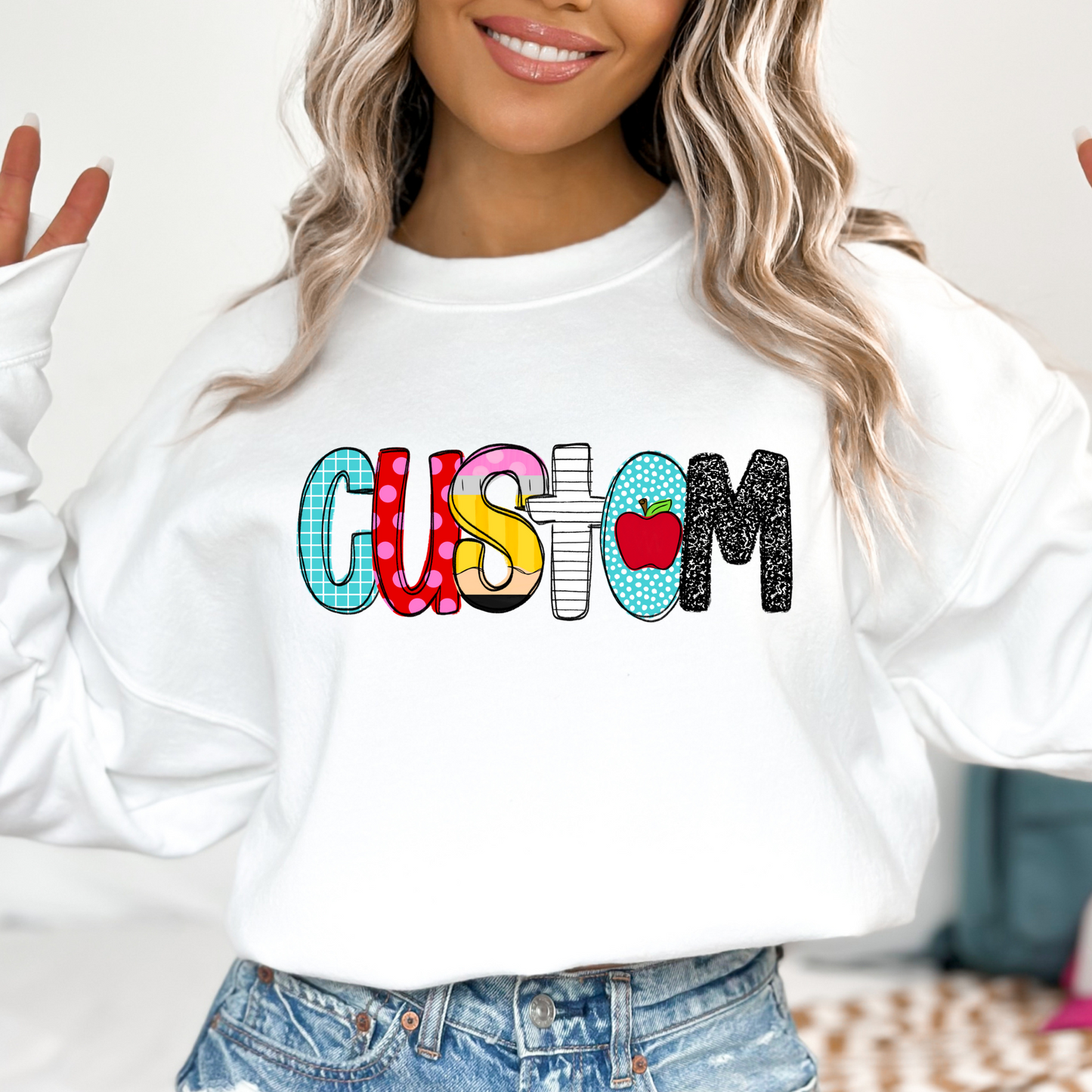 School Theme Alpha Design Full Color DTF Transfer