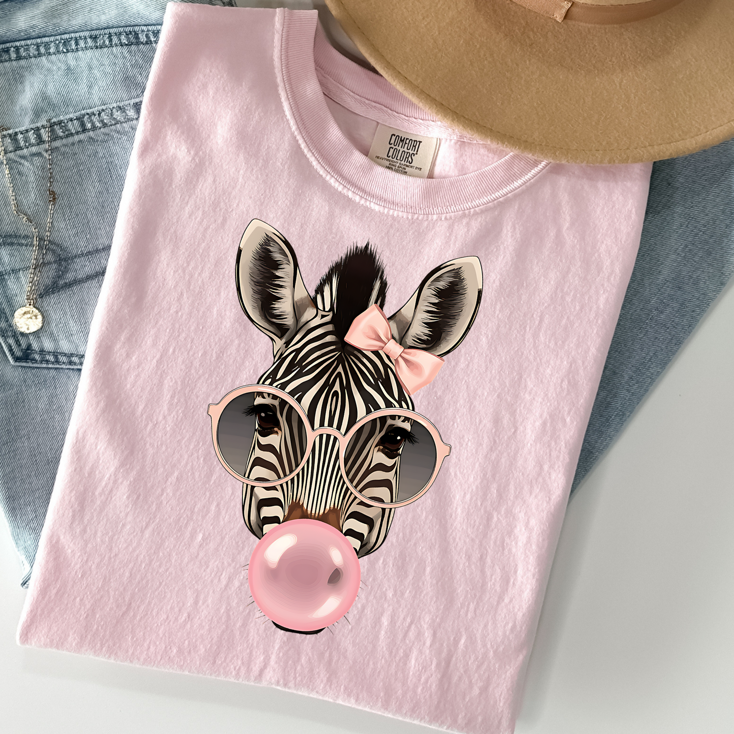 Bubble Gum Zebra Full Color DTF Transfer