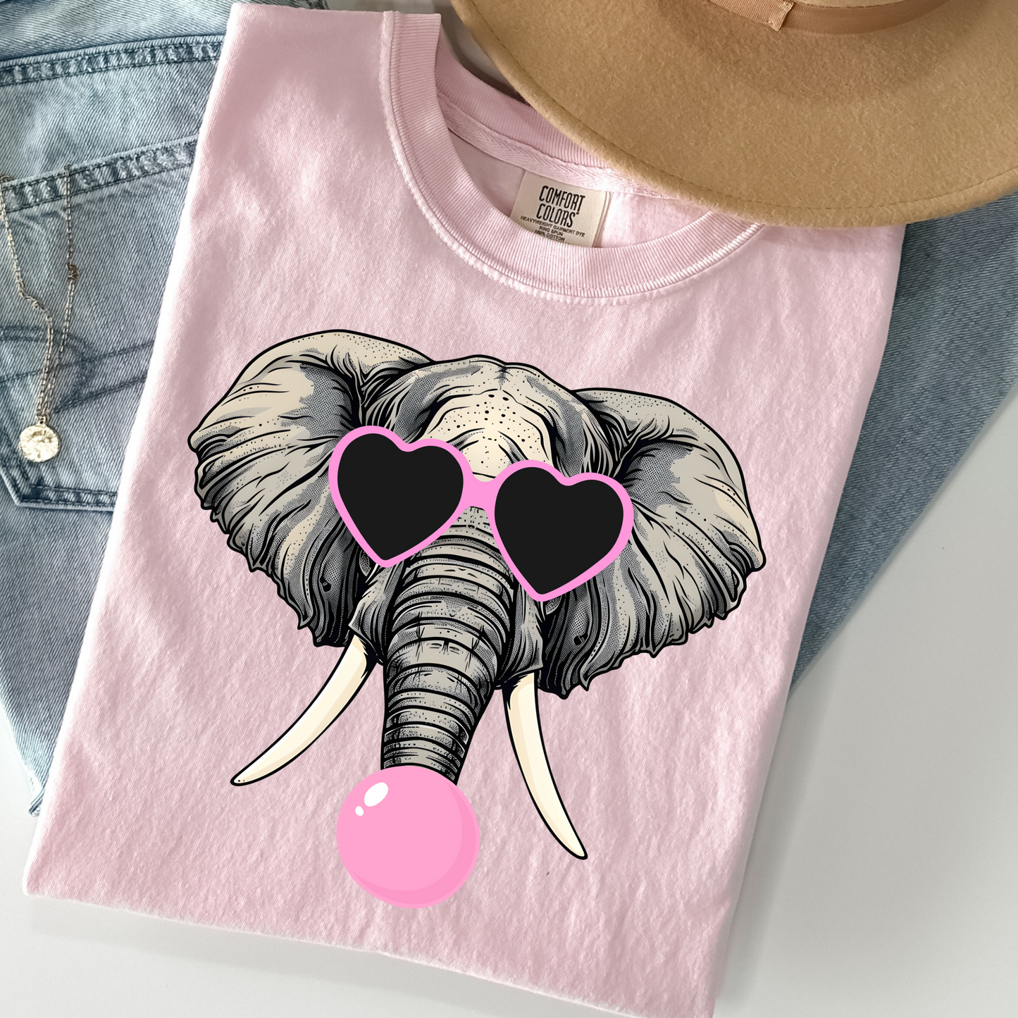 Bubble Gum Elephant Full Color DTF Transfer