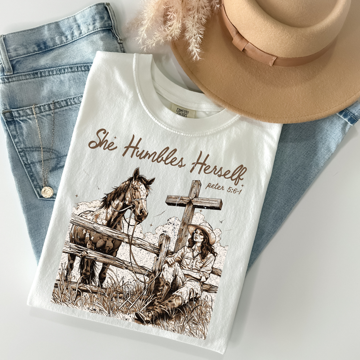 She Humbles Herself Cowgirl w/Horse Peter 5:6-1