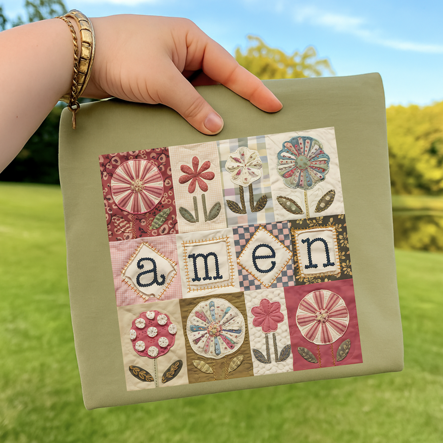 Amen Patchwork Quilt Full Color DTF Transfer