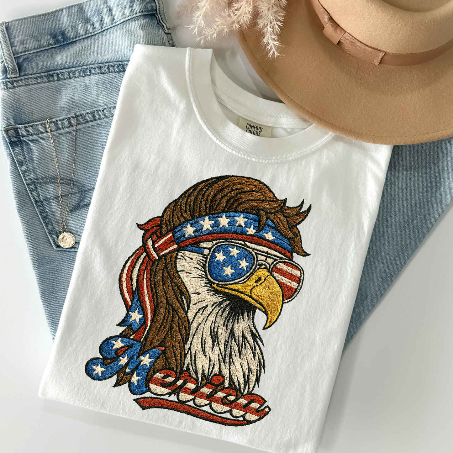 Merica' Eagle (Faux Embroidery) Full Color DTF Transfer