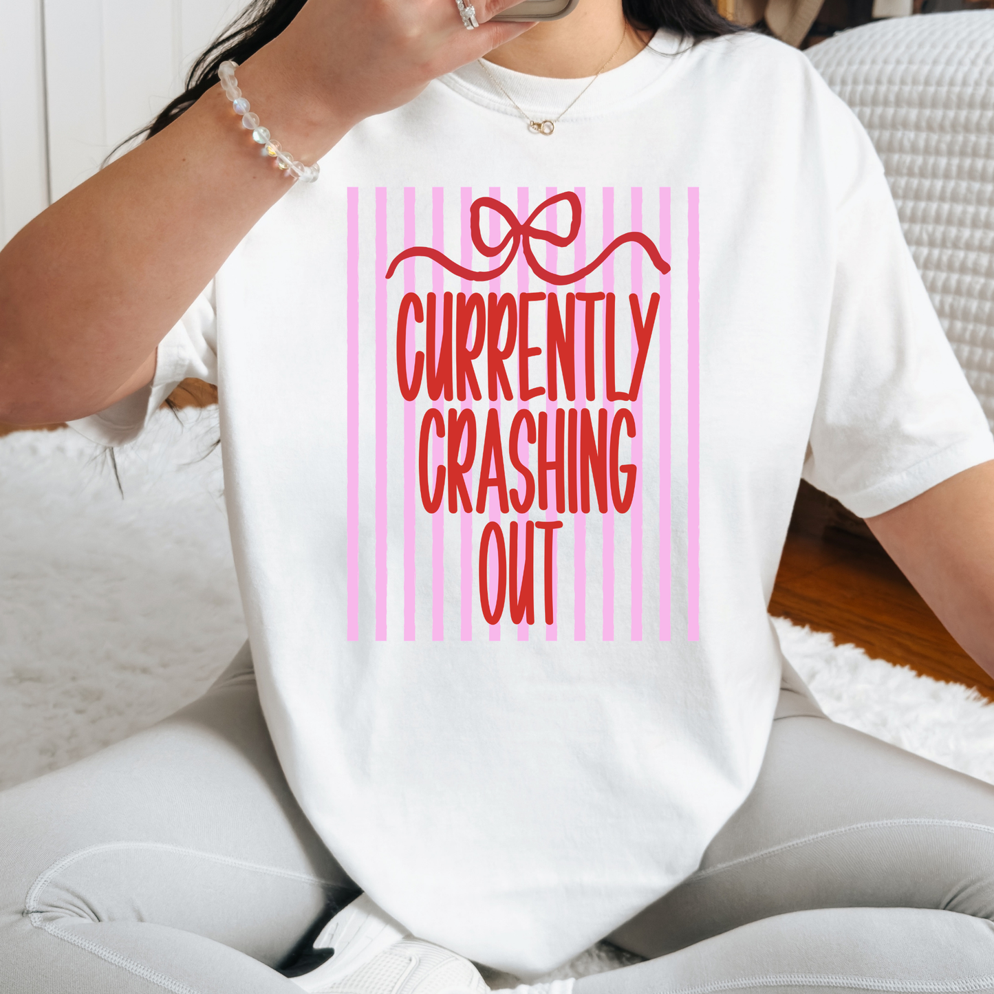 Currently Crashing Out (Striped) Full Color DTF Transfer