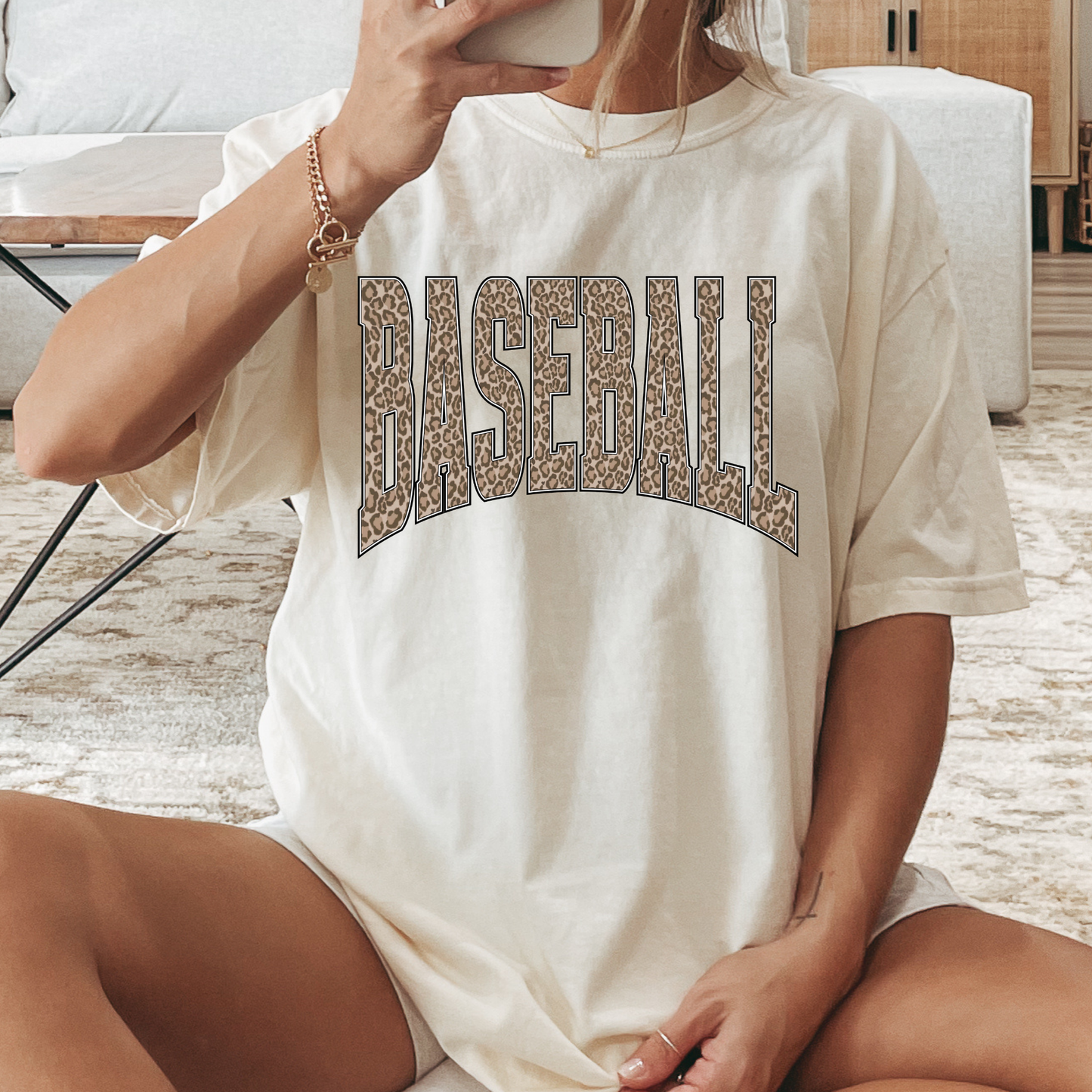 Leopard Arched Baseball Full Color DTF Transfer