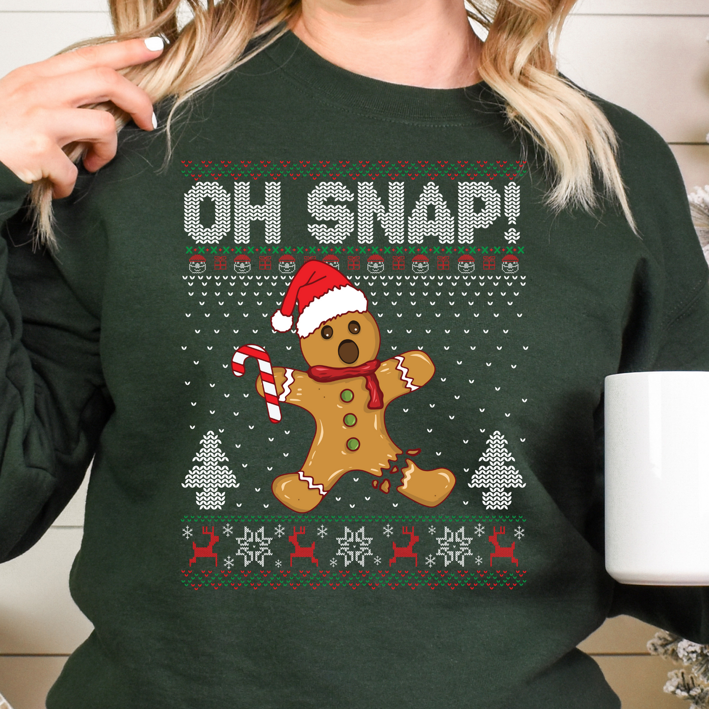Oh Snap Gingerbread Sweater Design Full Color DTF Transfer
