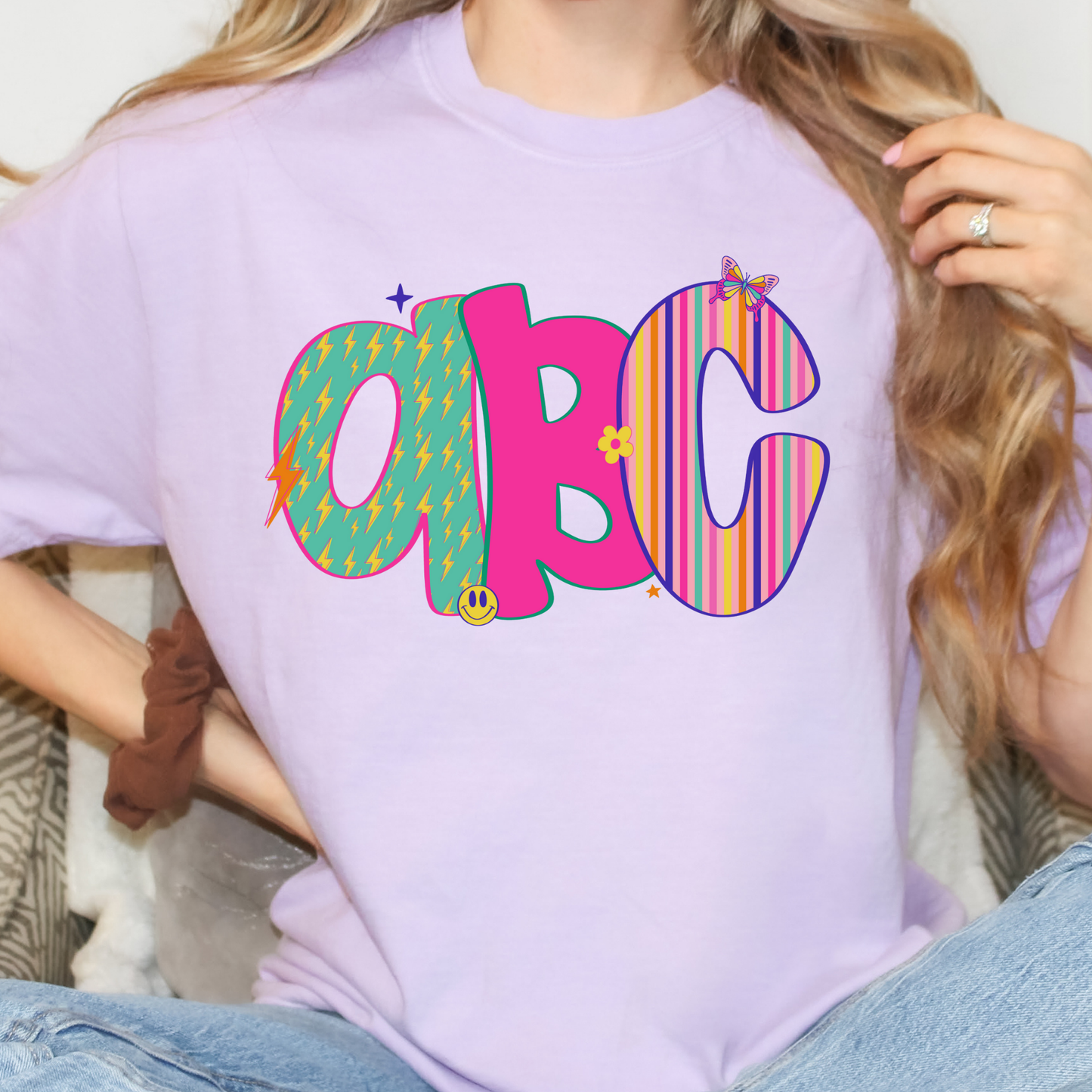 Retro Groovy Alpha Full Color DTF Transfer