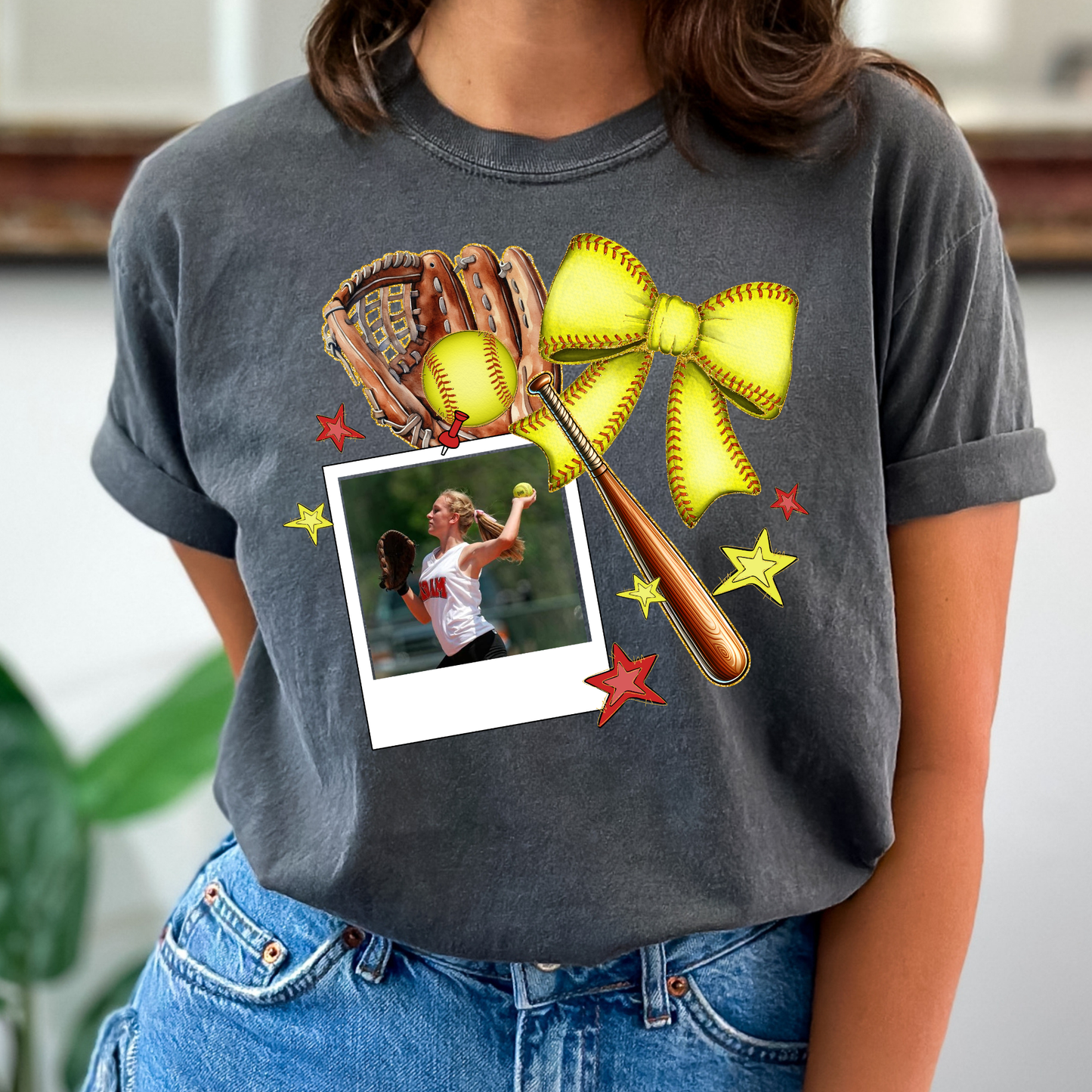 Personalized Softball Collage w/ Personal Picture Full Color DTF Transfer