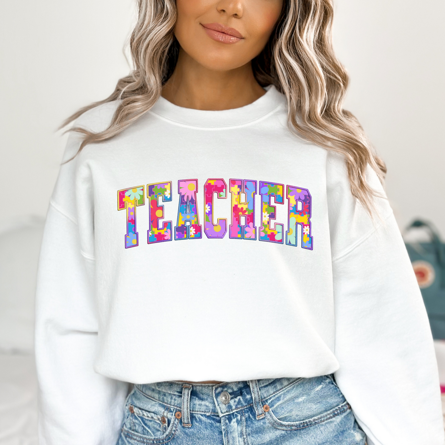Teacher Colorful Floral Filled) Full Color DTF Transfer