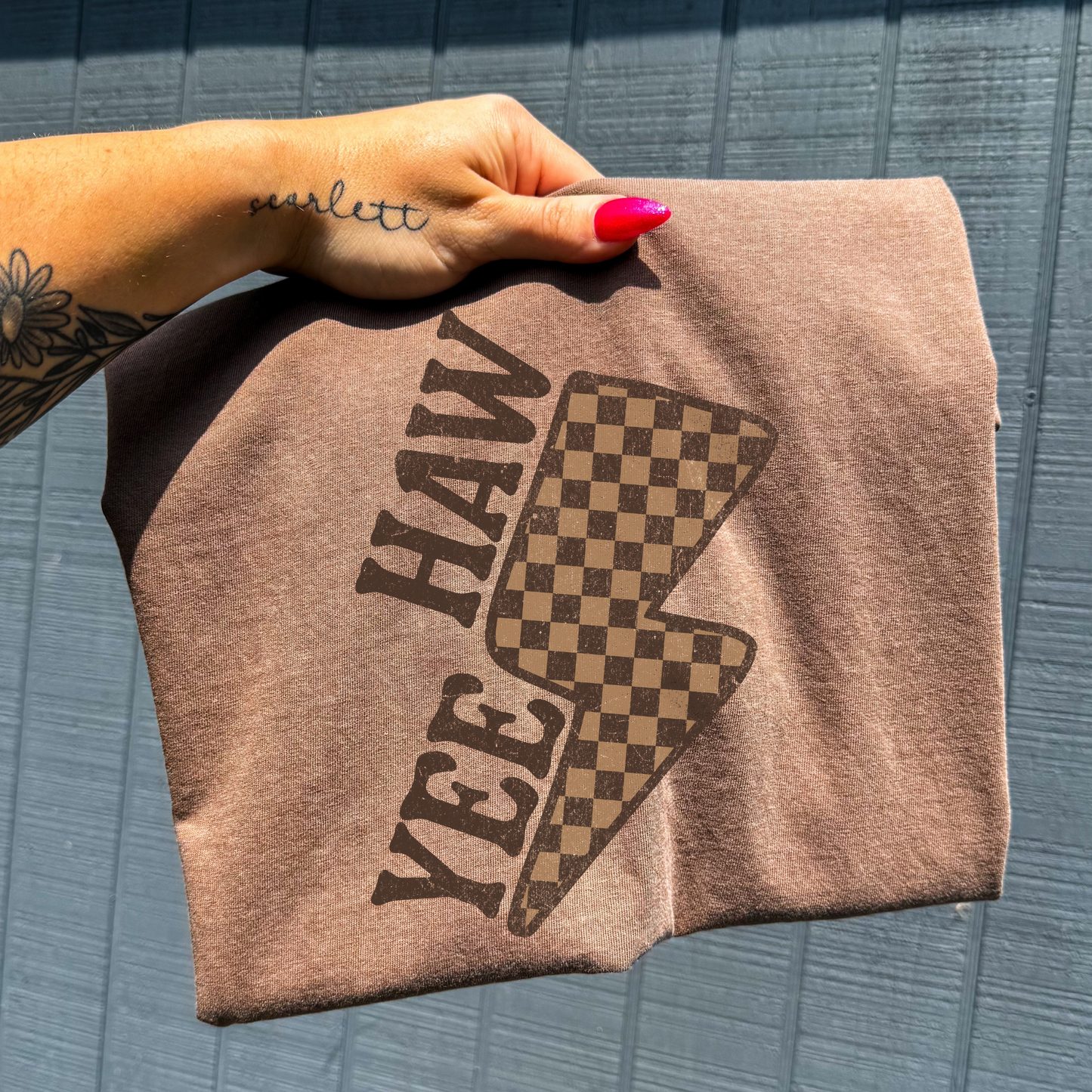 Yee Haw (Checkered Lightning Bolt) Full Color DTF Transfer