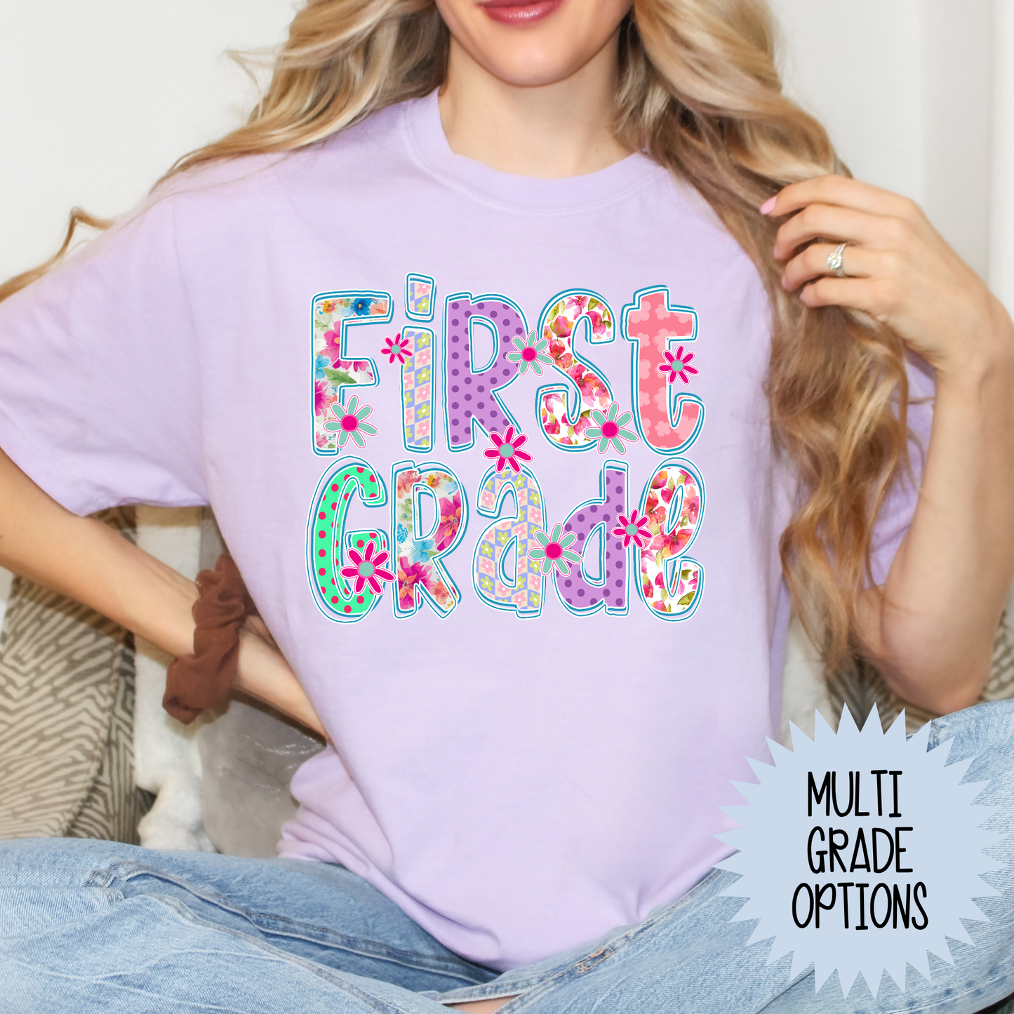 Floral Alpha Grade (MULTI GRADE OPTIONS) Full Color DTF Transfer