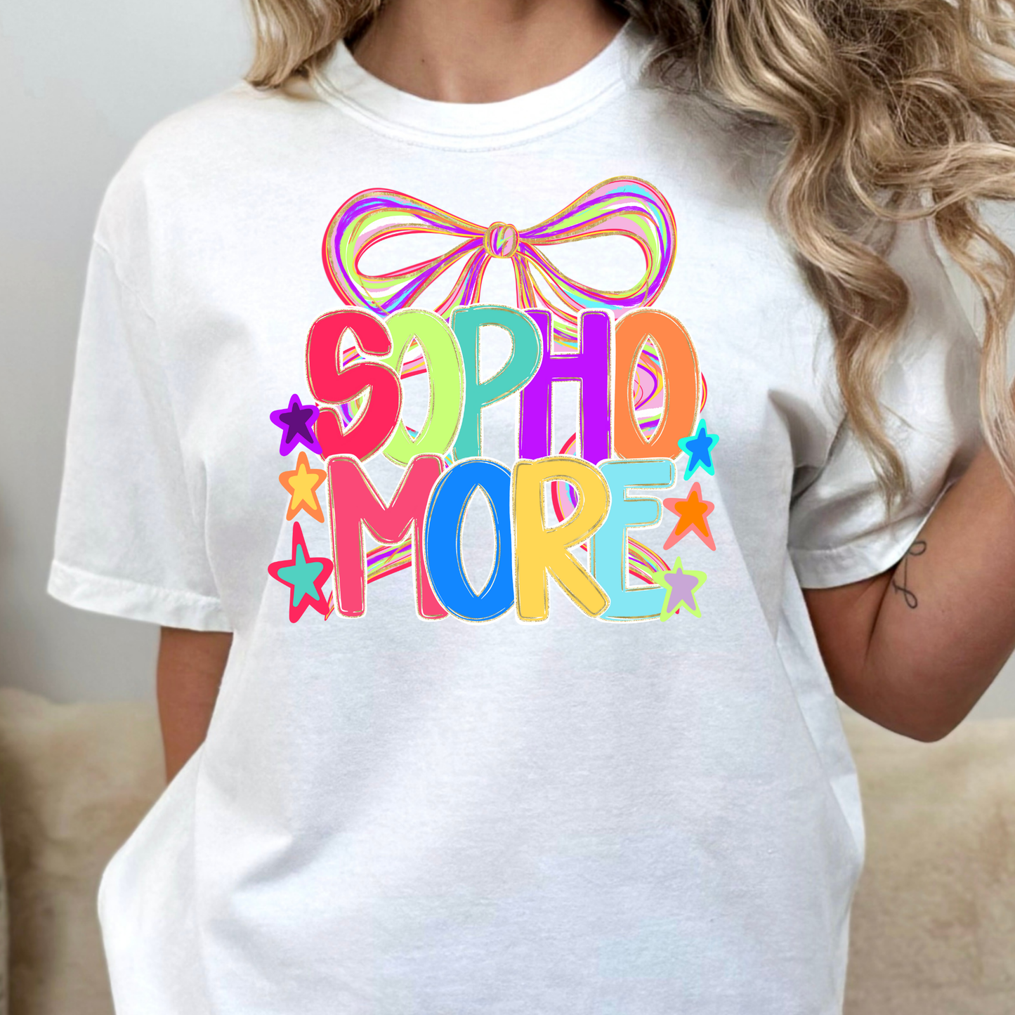 Sophomore w/Bow (Colorful) Full Color DTF Transfer
