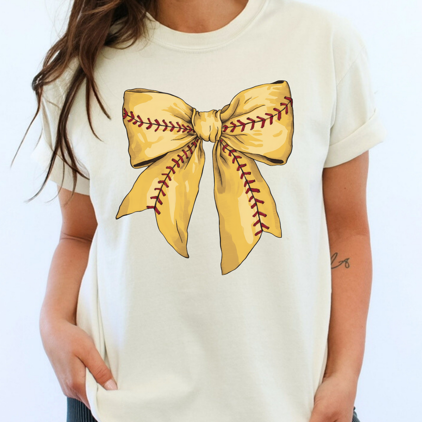 Softball Bow Full Color DTF Transfer