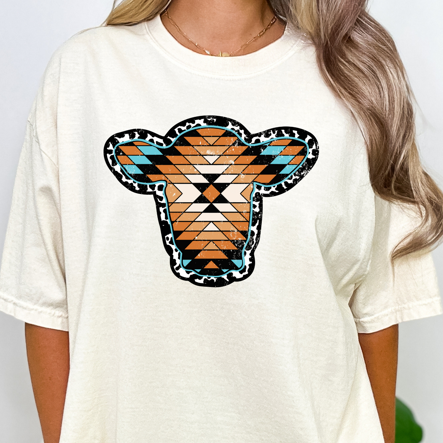 Aztec Cowhead Full Color DTF Transfer