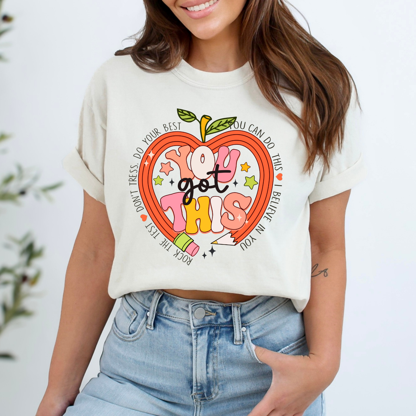 You Got This - Rock The Test - Pencil Heart Full Color DTF Transfer