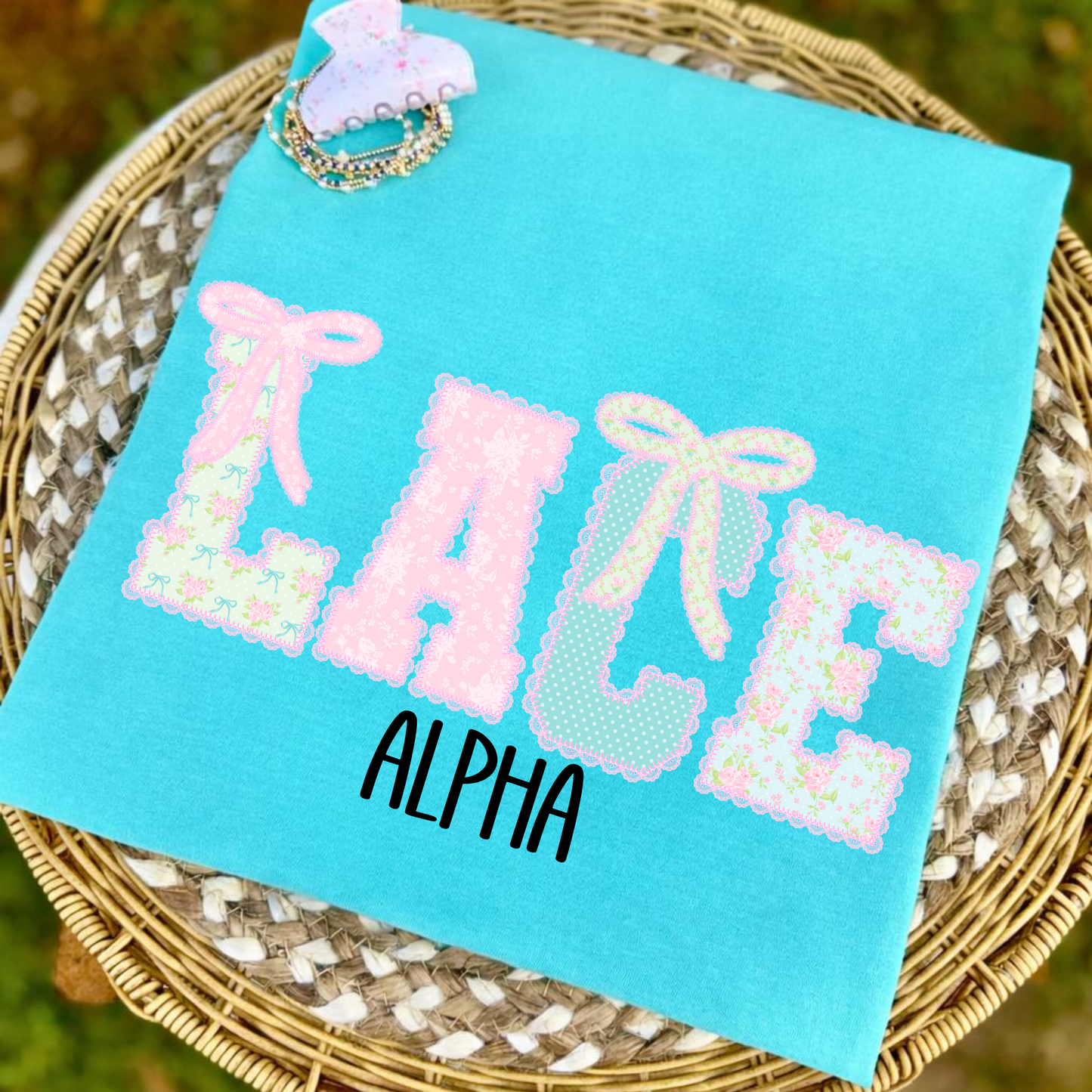 Floral Lace Alpha (Any Name/ Single Word) Full Color DTF Transfer