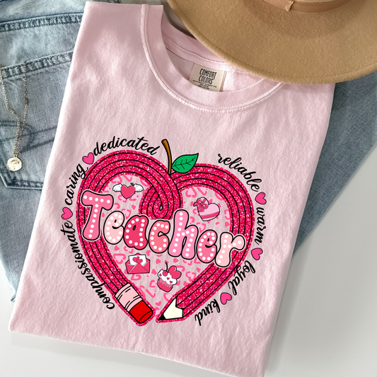 Valentine's Heart Teacher Full Color DTF Transfer