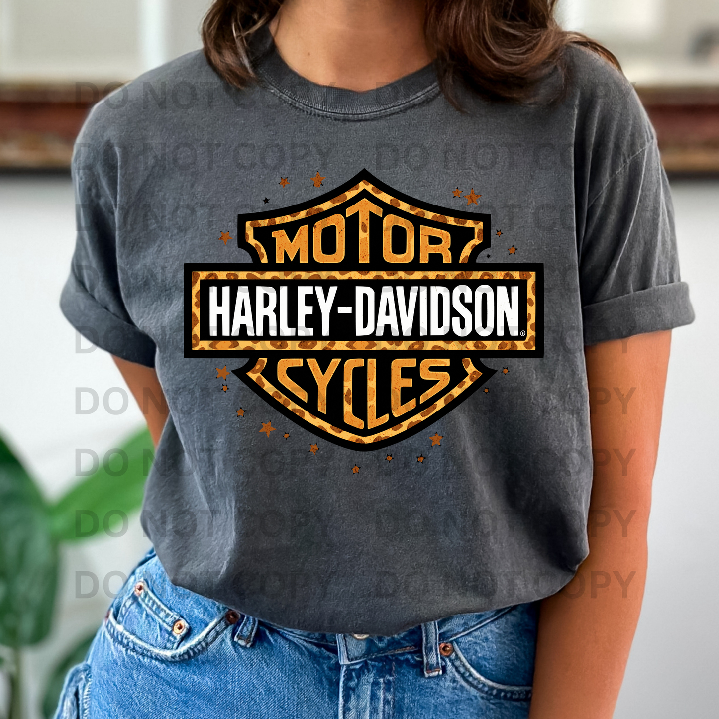 Leopard Harley- Davidson Motor Cycles Full Color DTF Transfer