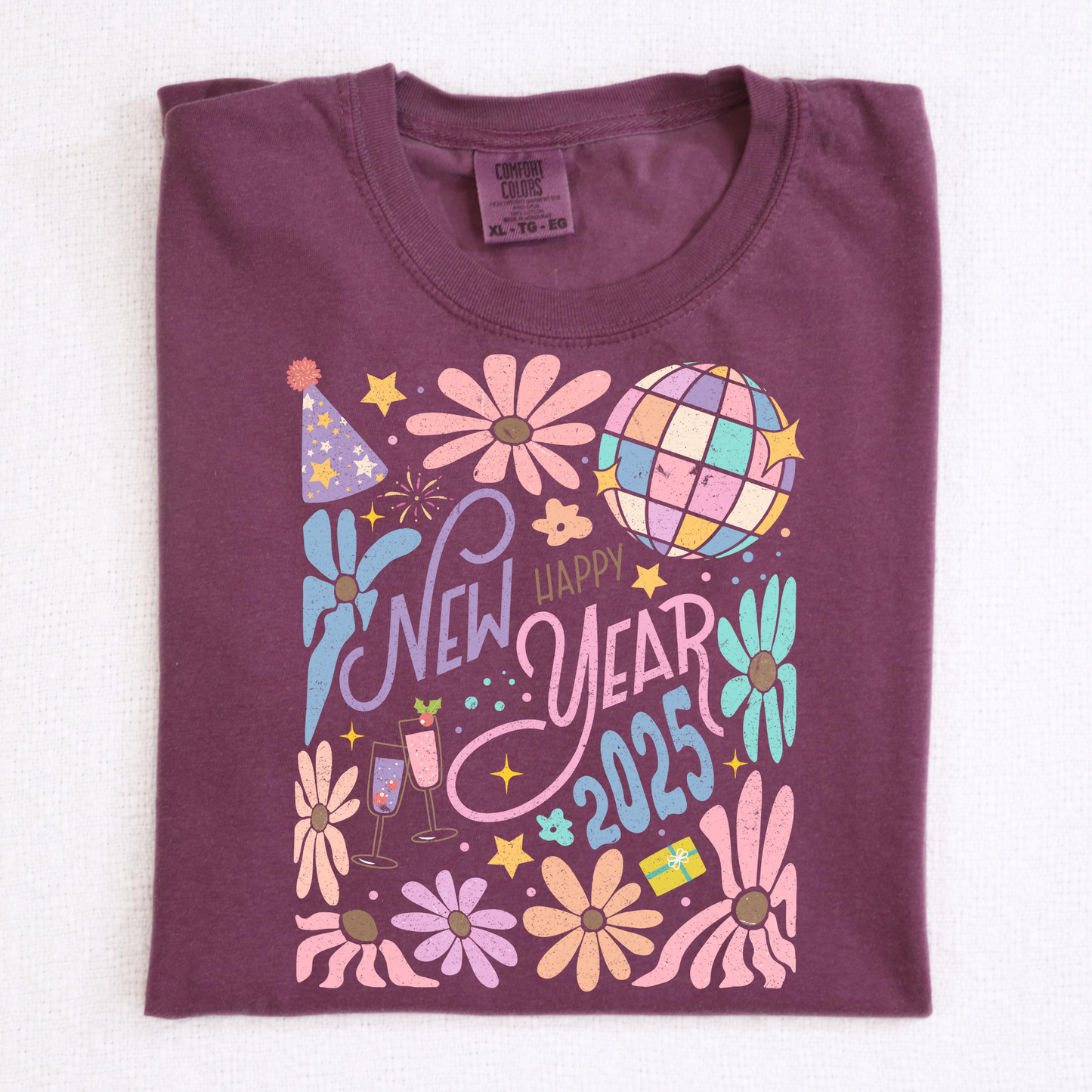 Boho Happy New Year 2025 Full Color DTF Transfer