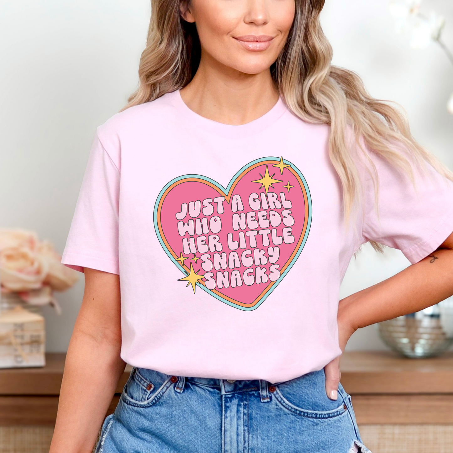 Just A Girl Who Needs Her Little Snacky Snacks Full Color DTF Transfer