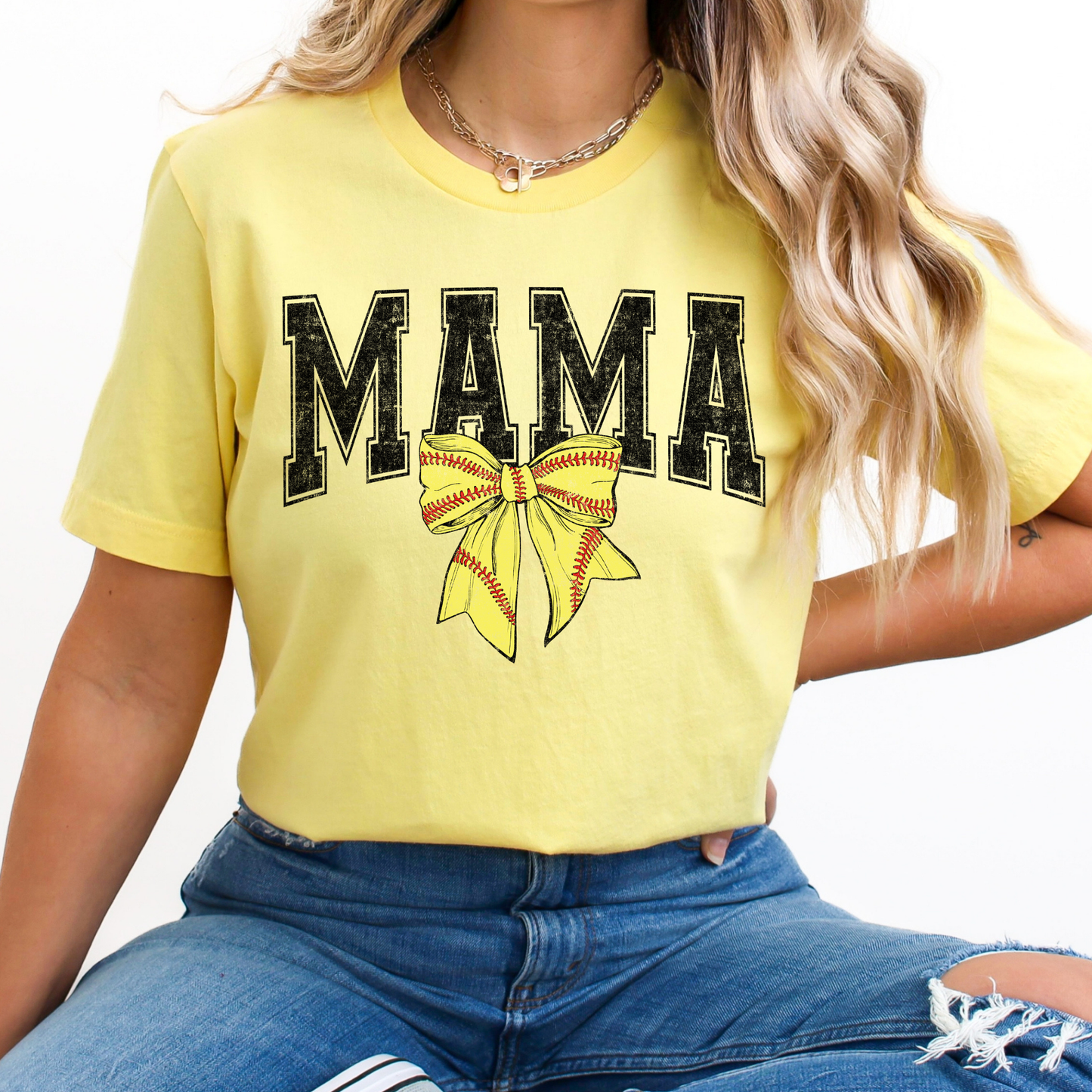 Softball Bow Mama Full Color DTF Transfer