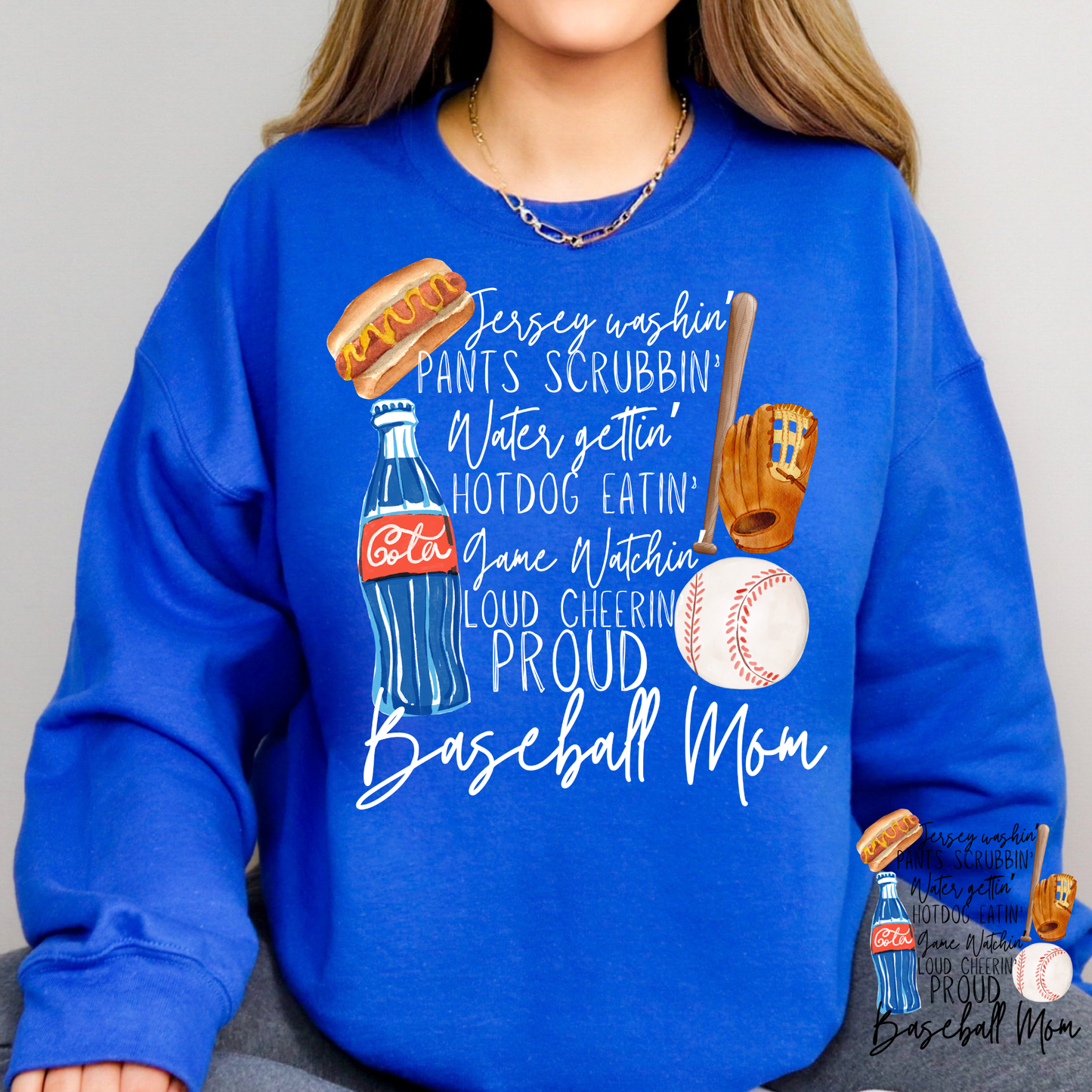 Baseball Mom (Text/Icons) Full Color DTF Transfer