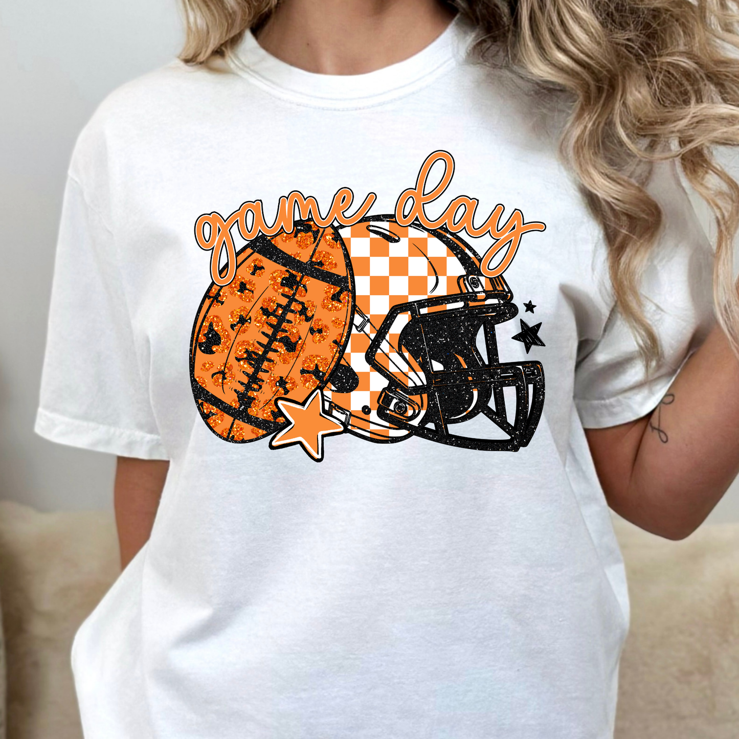 Gameday (Football/Helmet) Orange Full Color DTF Transfer