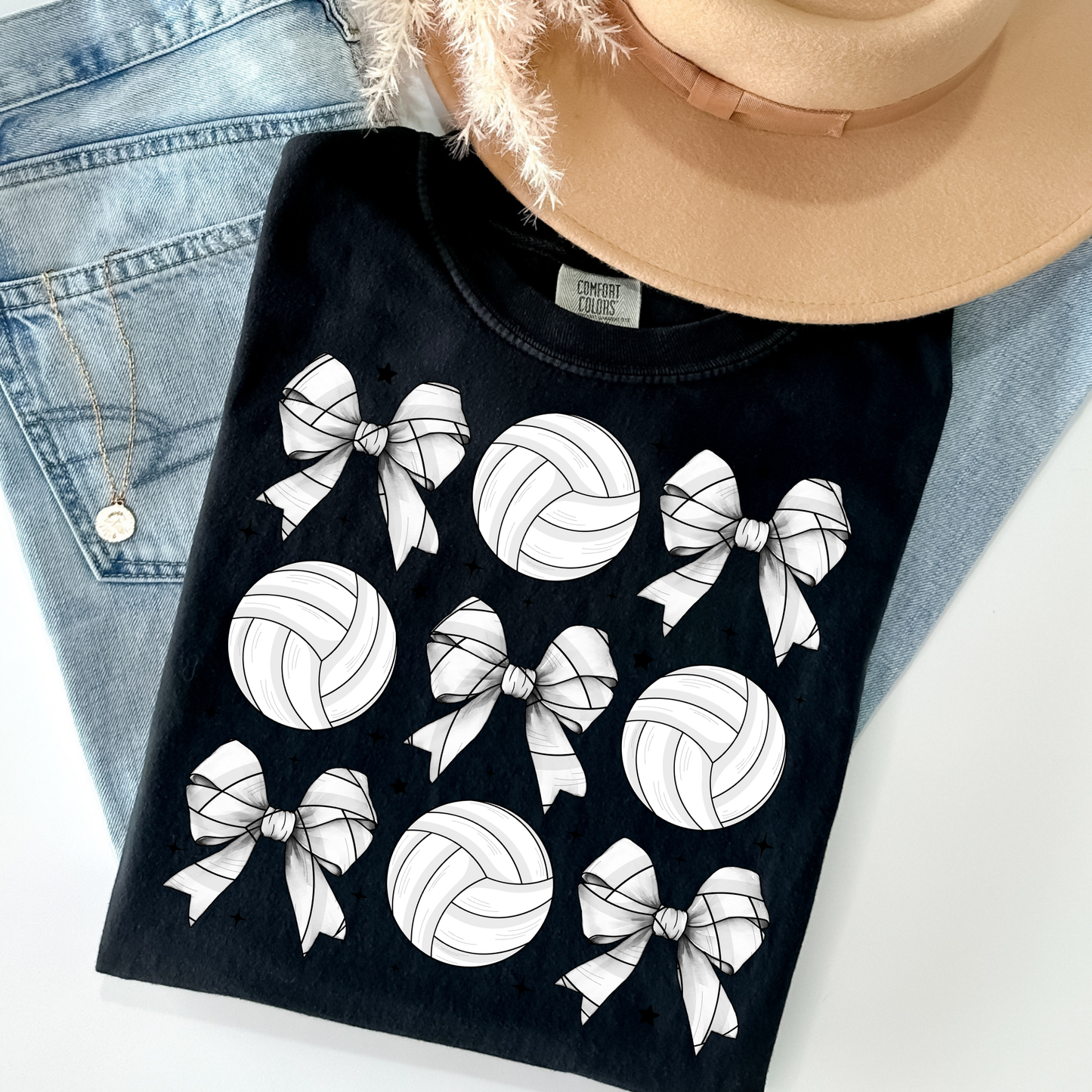 Volleyball and Bows Grid Full Color DTF Transfer