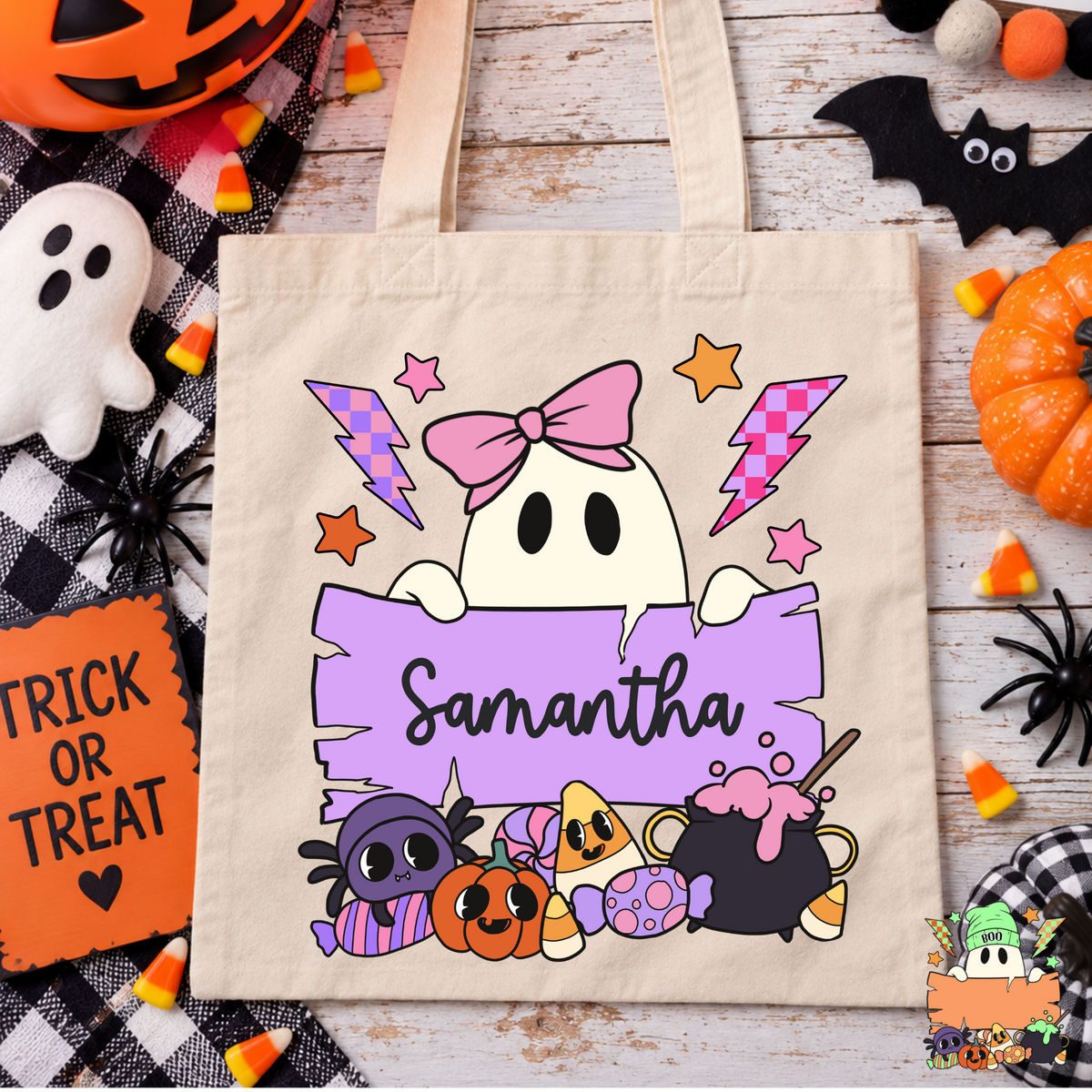 Personalized Ghost (Girl/Boy Option) Trick or Treat Bags