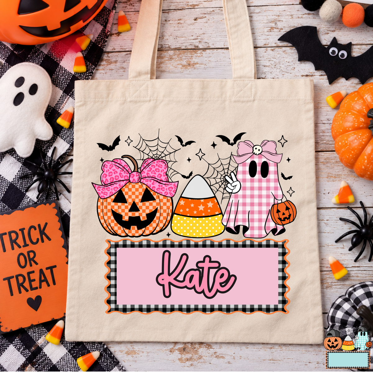 Personalized Pumpkin/Candy Corn/Ghost Plaque (Girl/Boy Option) Trick or Treat Bags
