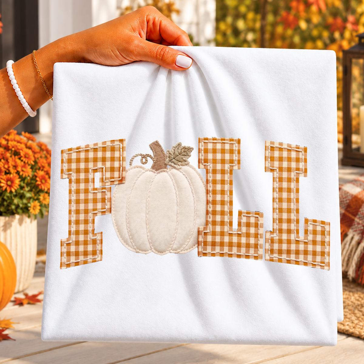 Fall (Checkered Pattern w/Pumpkins) Full Color DTF Transfer