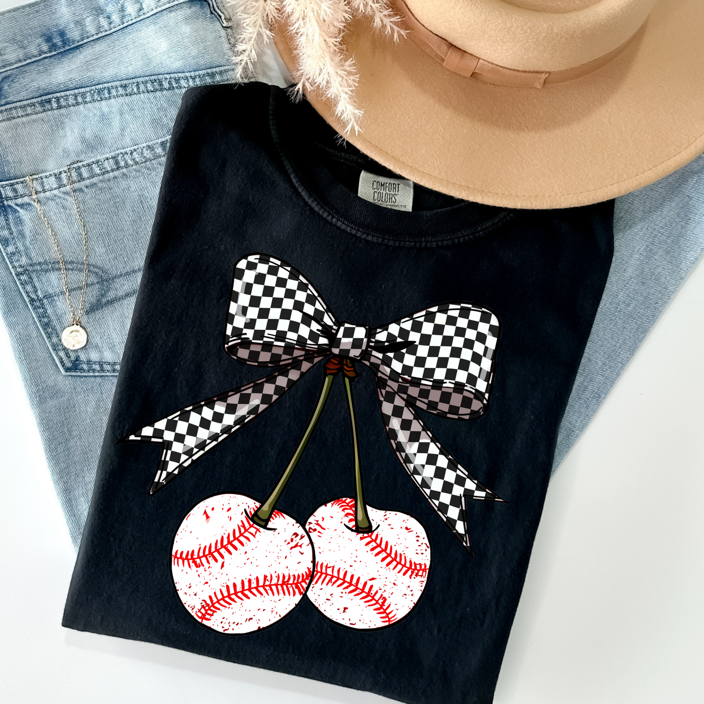 Baseball Cherries Full Color DTF Transfer