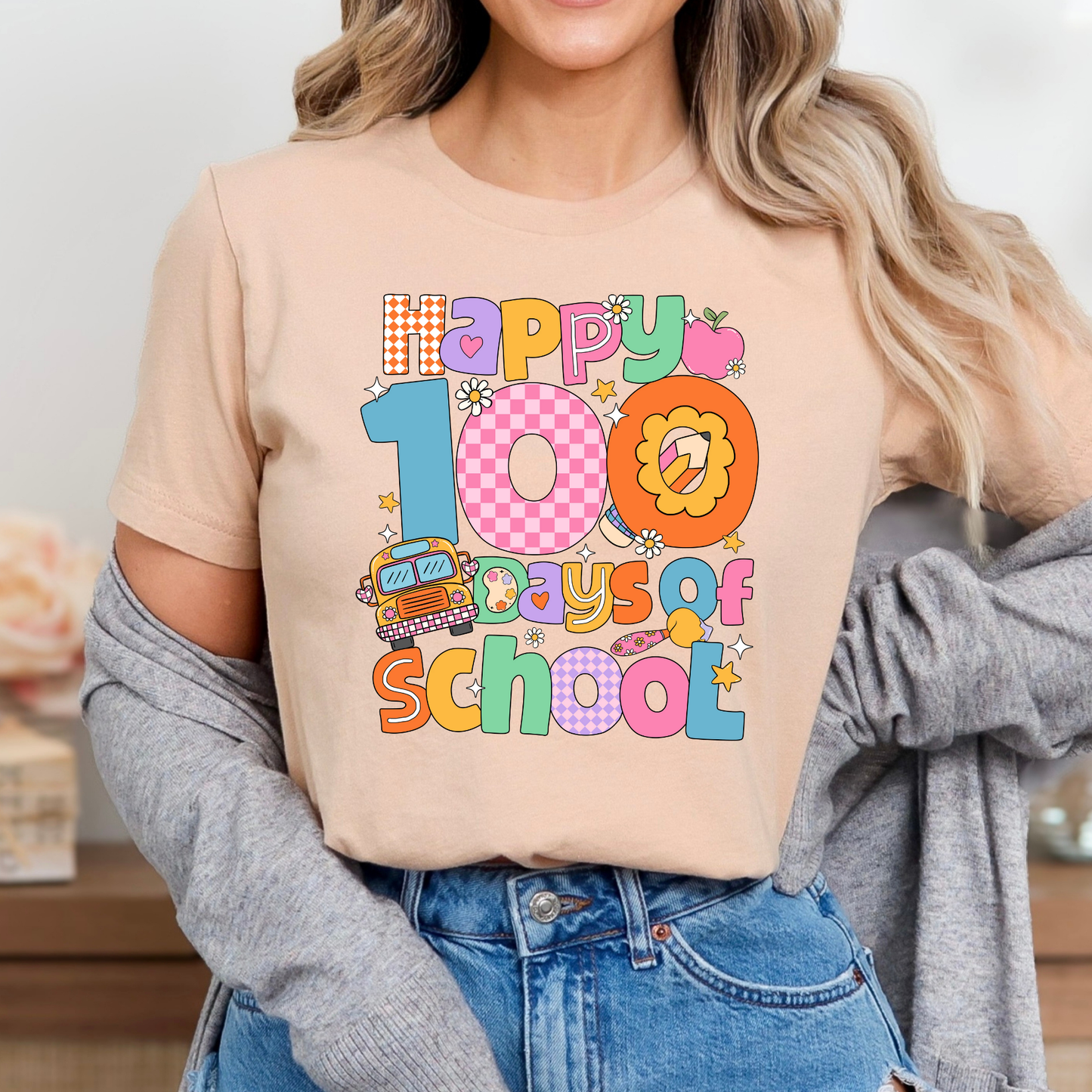 Happy 100 Days Of School Full Color DTF Transfer