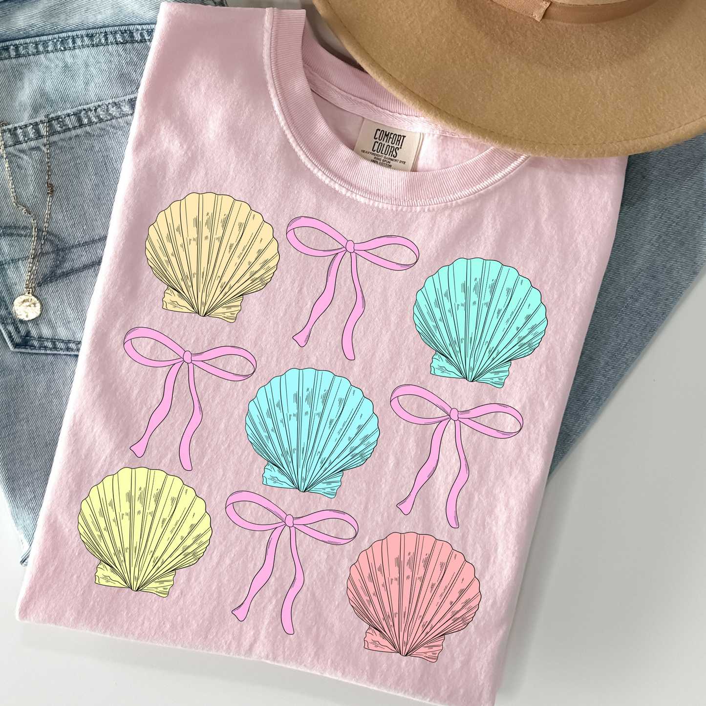 Seashell & Bows Full Color DTF Transfer