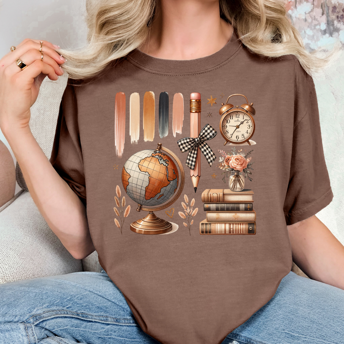 Teacher Collage (Brown Tone) Full Color DTF Transfer