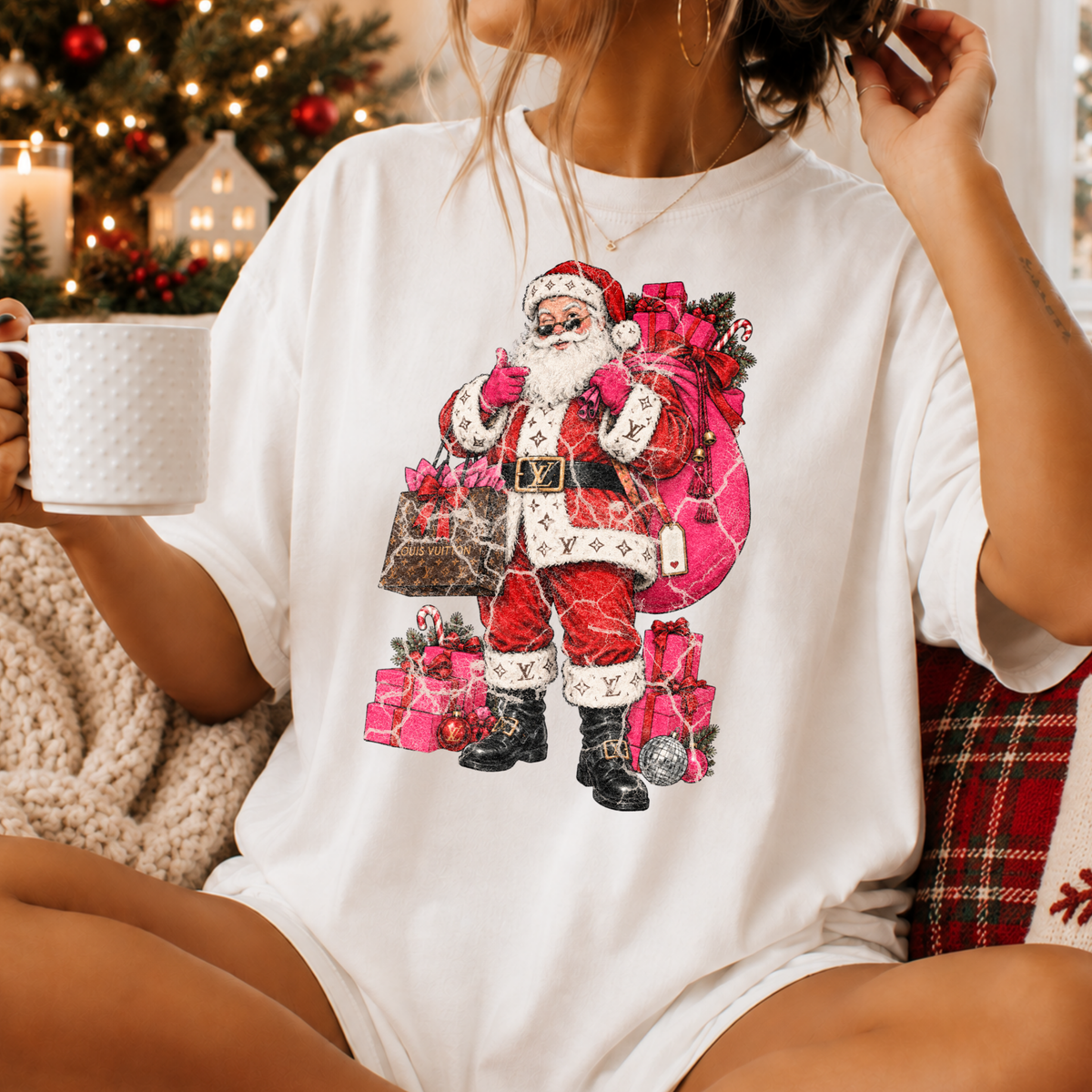 Boujee LV Santa Full Color DTF Transfer