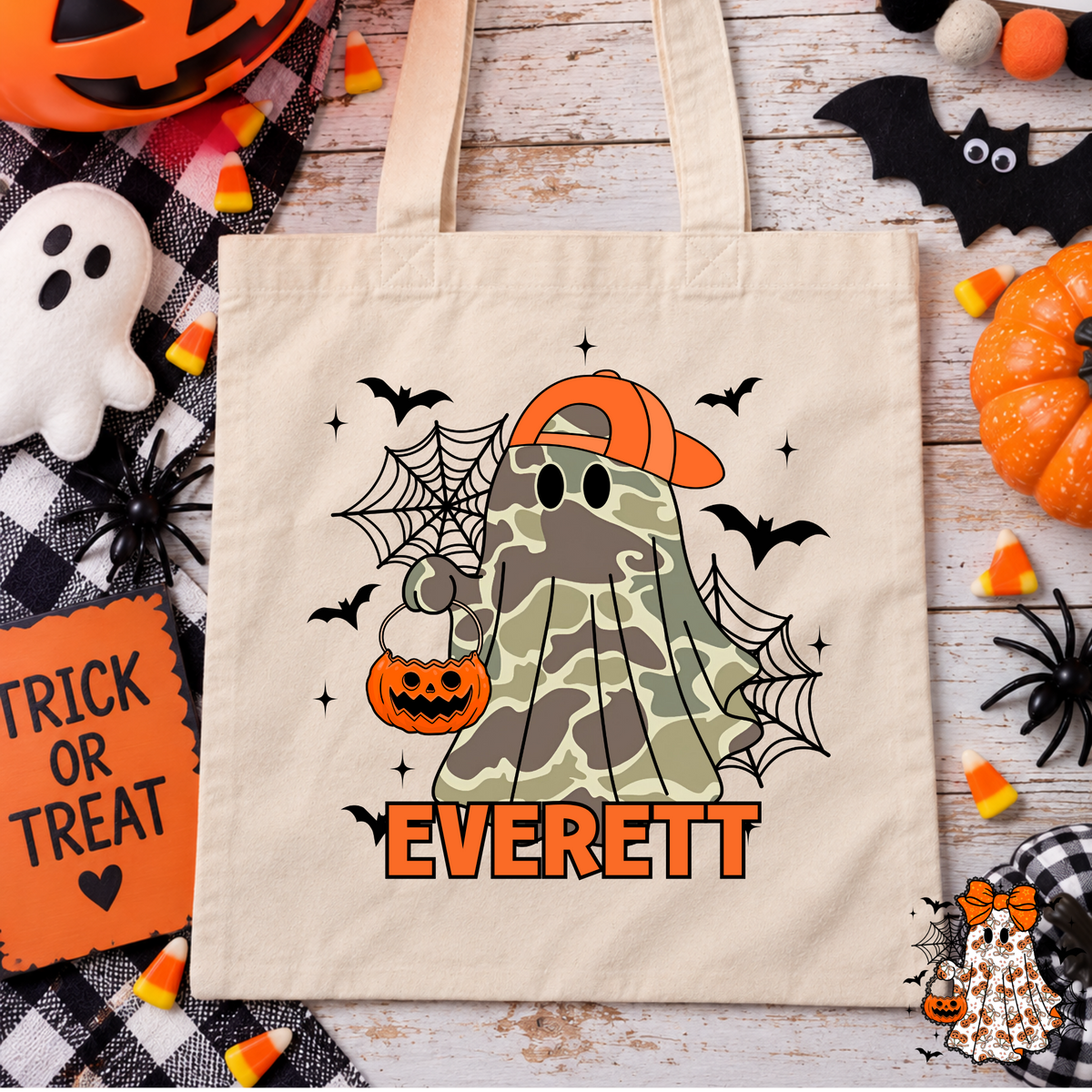 Personalized Camo Pumpkin (Girl/Boy Option) Trick or Treat Bags