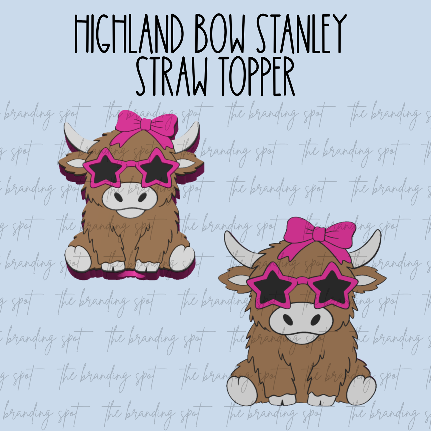 Highland Cow Bow Stanley Straw Topper