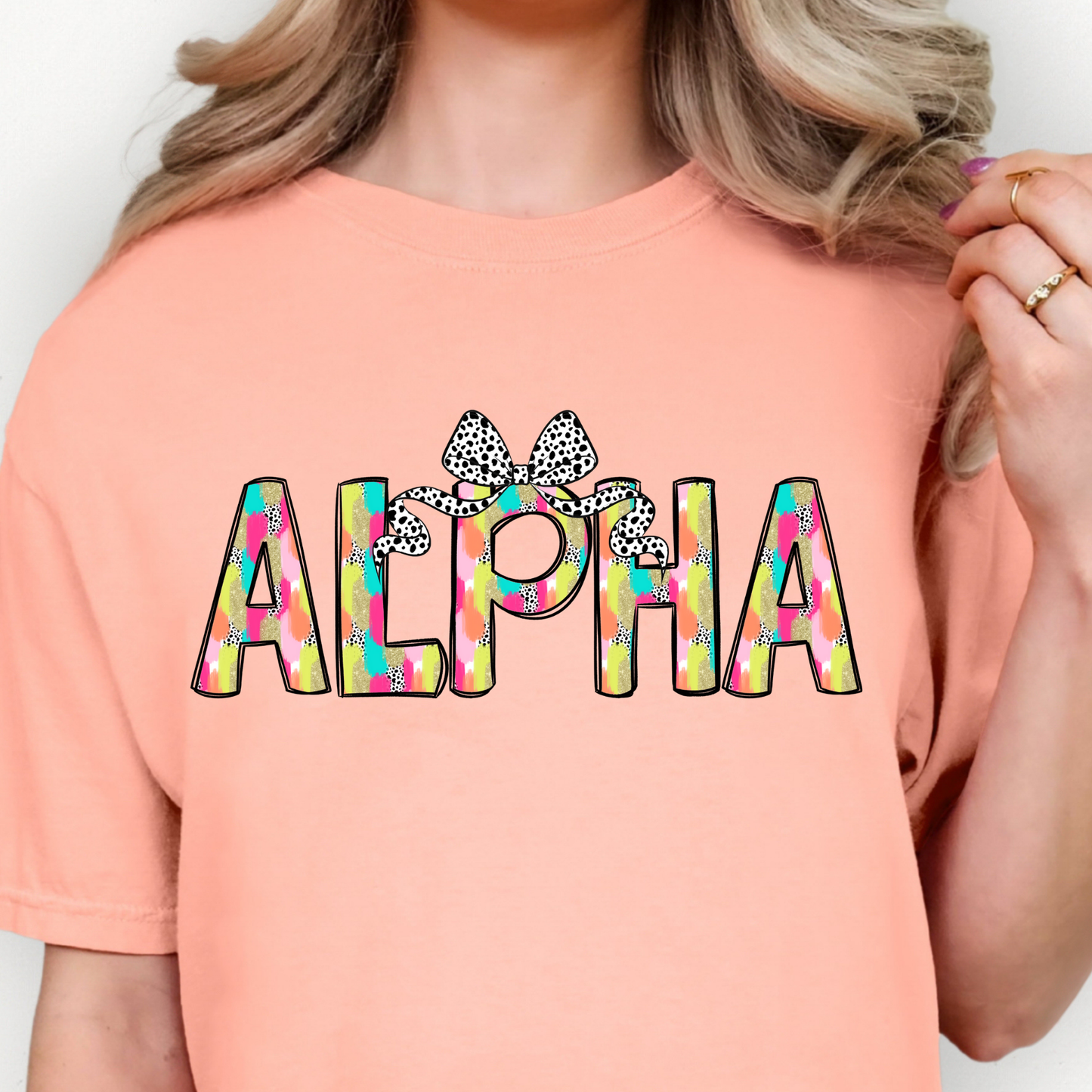 Brush Stroke Bow Alpha Full Color DTF Transfer