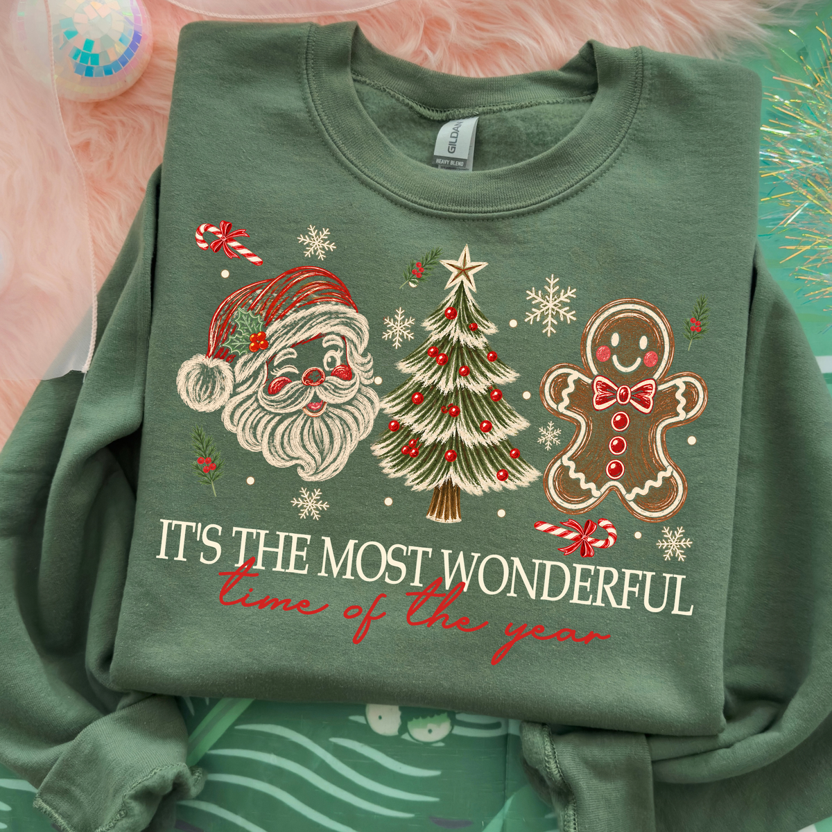 Sketch Santa- Tree - Gingerbread Full Color DTF Transfer
