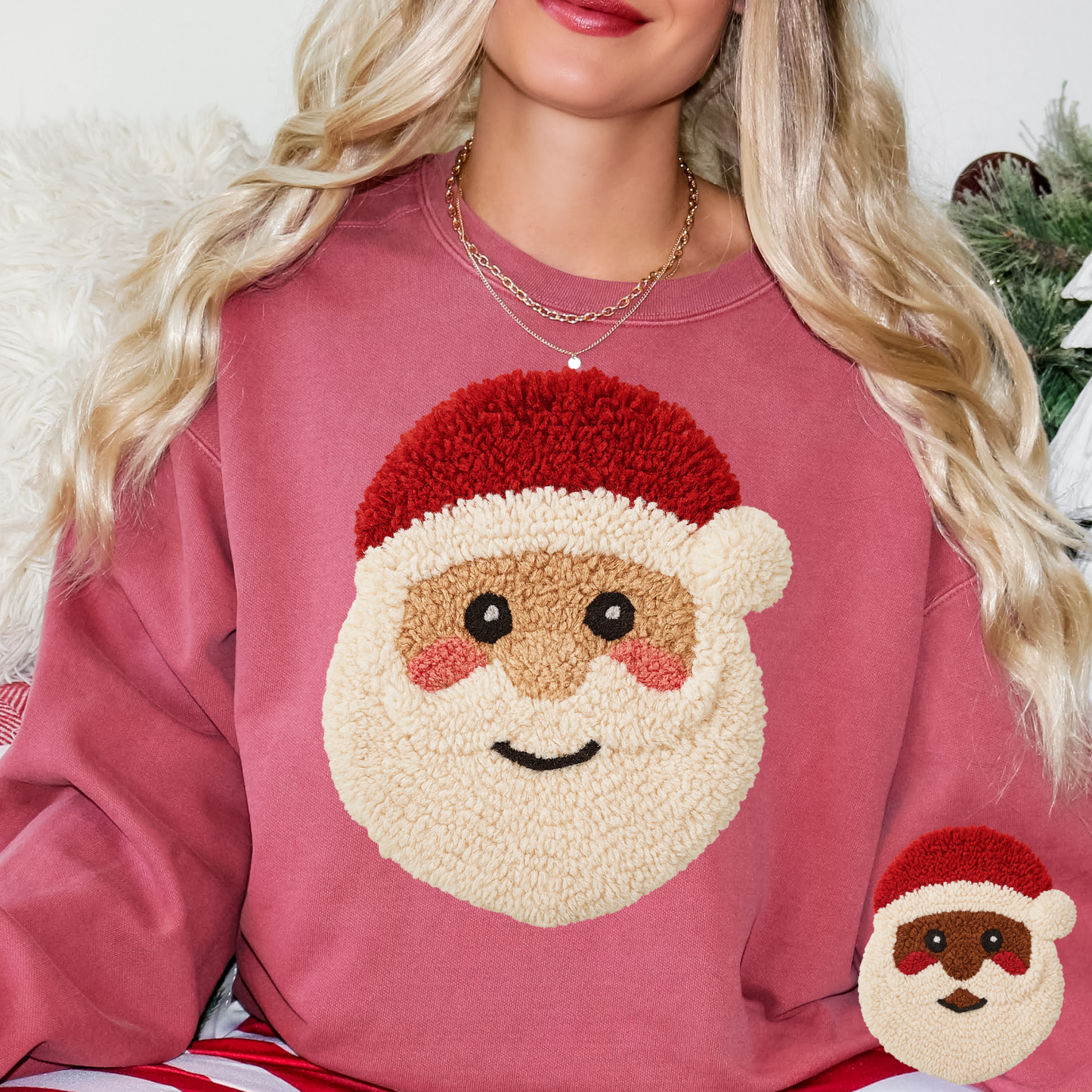 Santa Face (faux Sherpa) Full Color DTF Transfer