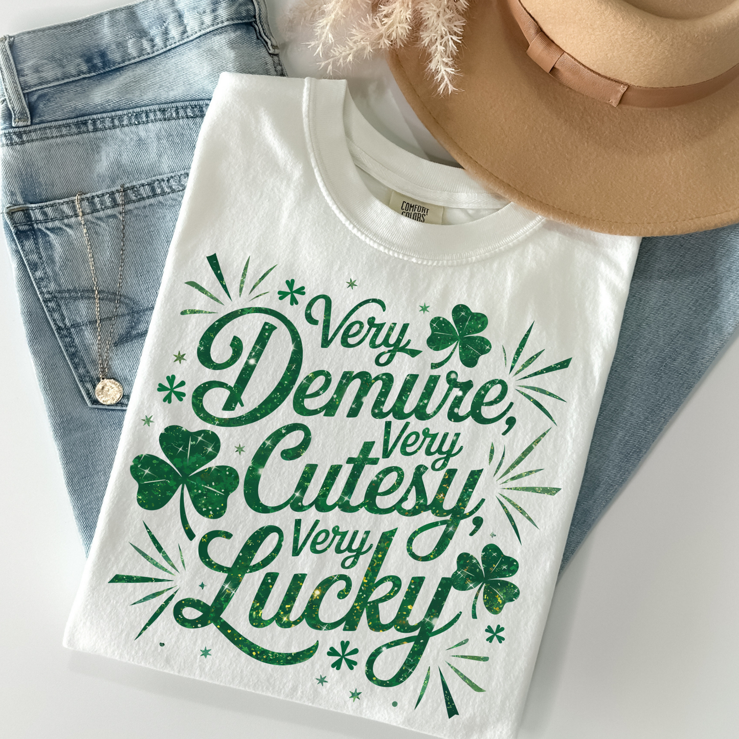 Very Demure Very Cutesy Very Lucky Full Color DTF Transfer