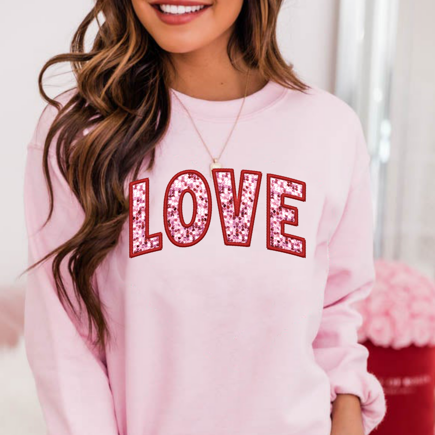 LOVE (Faux Sequin & Embroidery) Full Color DTF Transfer