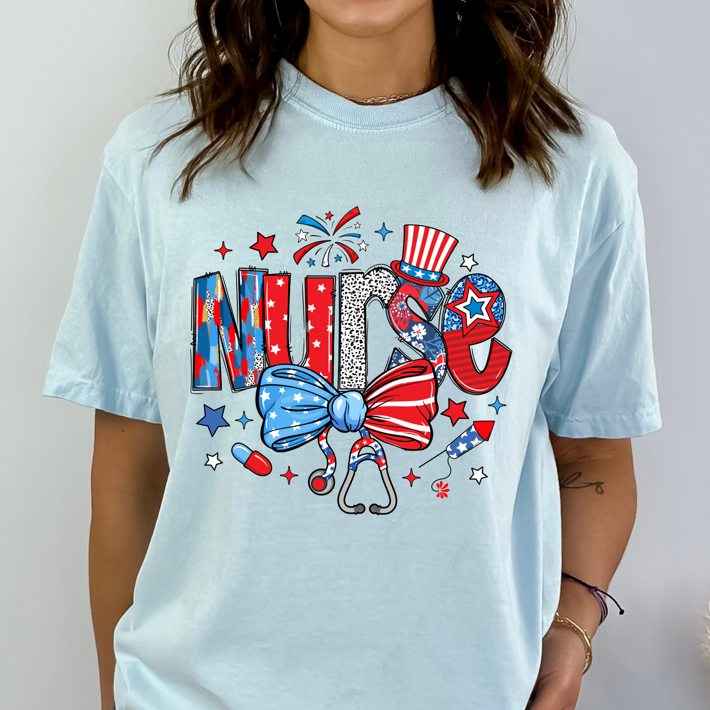 Nurse 4th of July Theme Full Color DTF Transfer