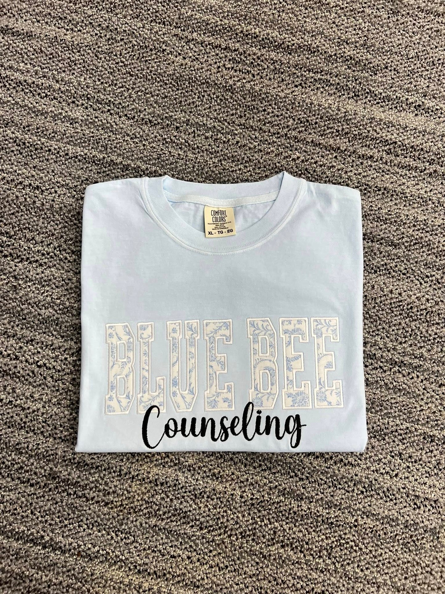 Name (MULTI NAME/WORD + UNDER ADD EMBROIDERY) Floral Applique Embroidered Sweatshirt/T-Shirt