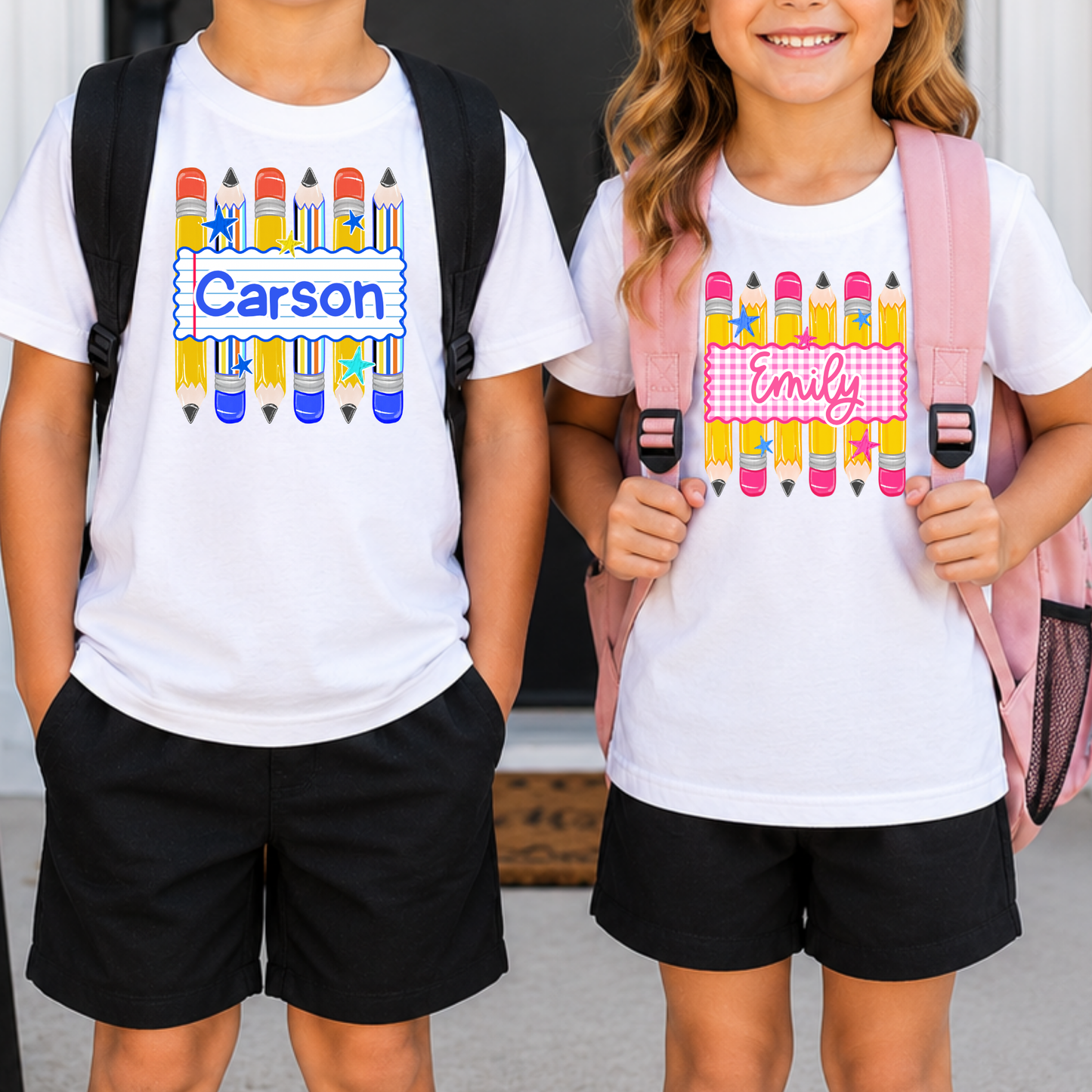 Personalized Pencils (Boy/Girl Option) Full Color DTF Transfer