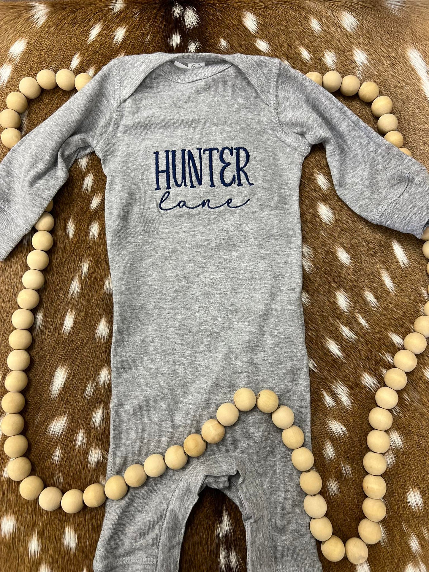 First/Middle Name Embroidered Kids (Rabbit Skins Legged Baby Rib Bodysuit)
