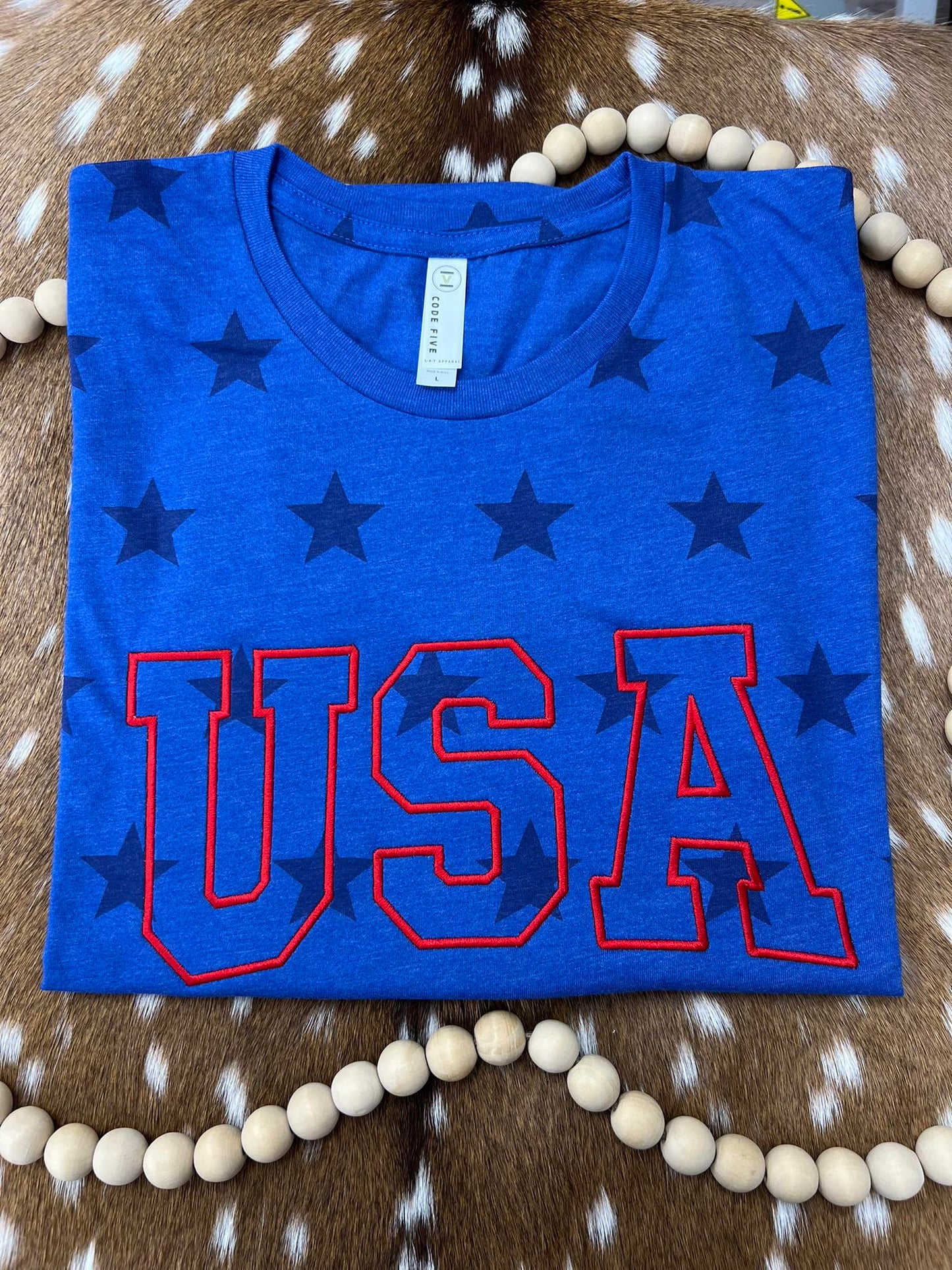 USA (Outline) Code Five Star Tee (Adult, Youth, Toddler, Infant) Embroidered Sweatshirt/T-Shirt