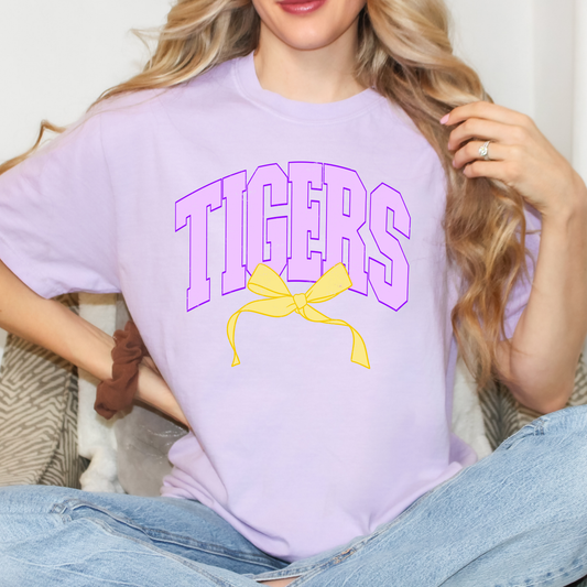 Tigers (Purple w/Yellow Bow) Full Color DTF Transfer