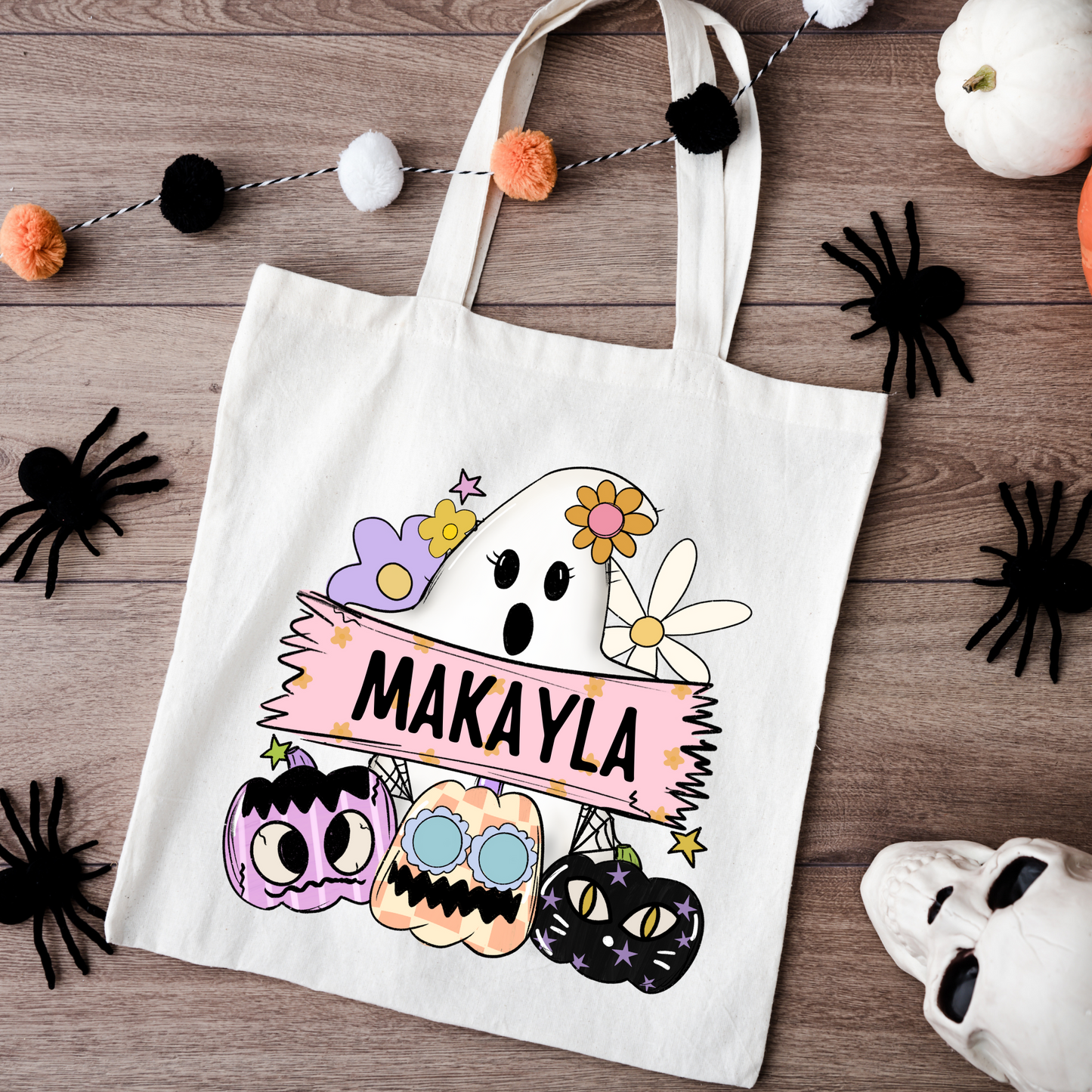 Personalized Ghost Trick or Treat Bags (MULTI COLOR OPTIONS)