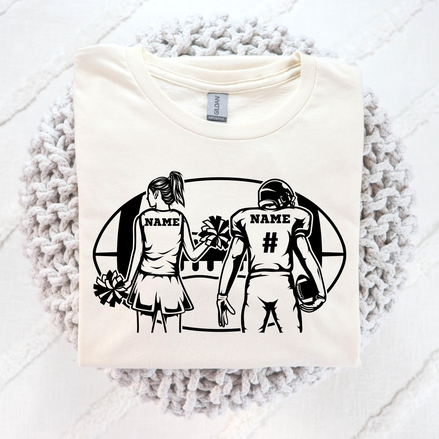 Personalized Football Player and Cheerleader (Name & Number) Full Color DTF Transfer